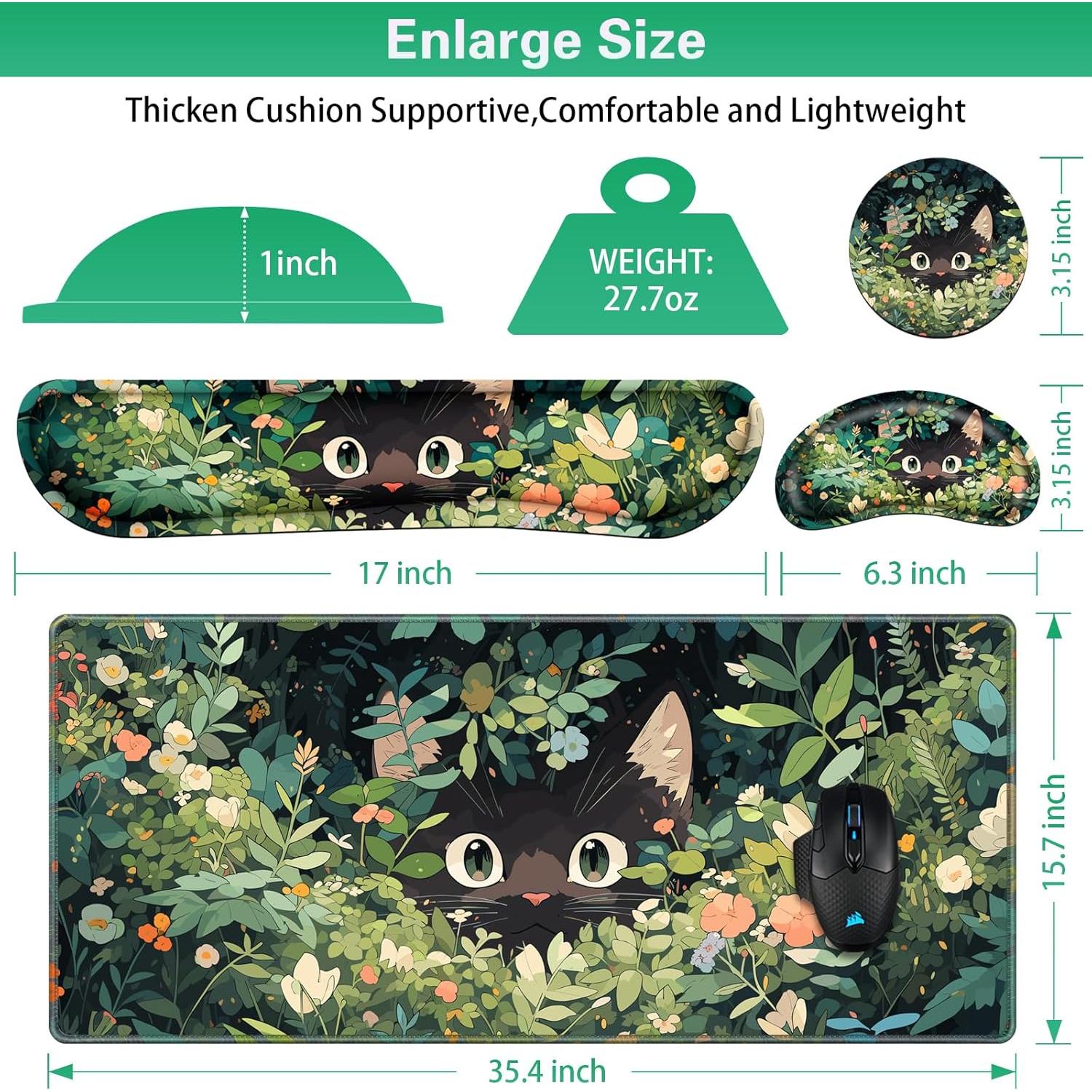 Conjunto Alfombrillas de Ratón 4-en-1 Canjoy Gatos Negros