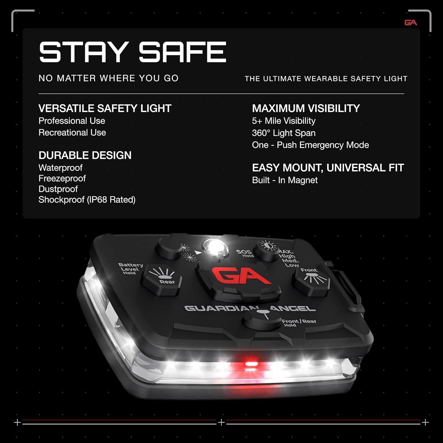 Luz de Seguridad Guardian Angel Elite Recargable LED 500 Lúmenes