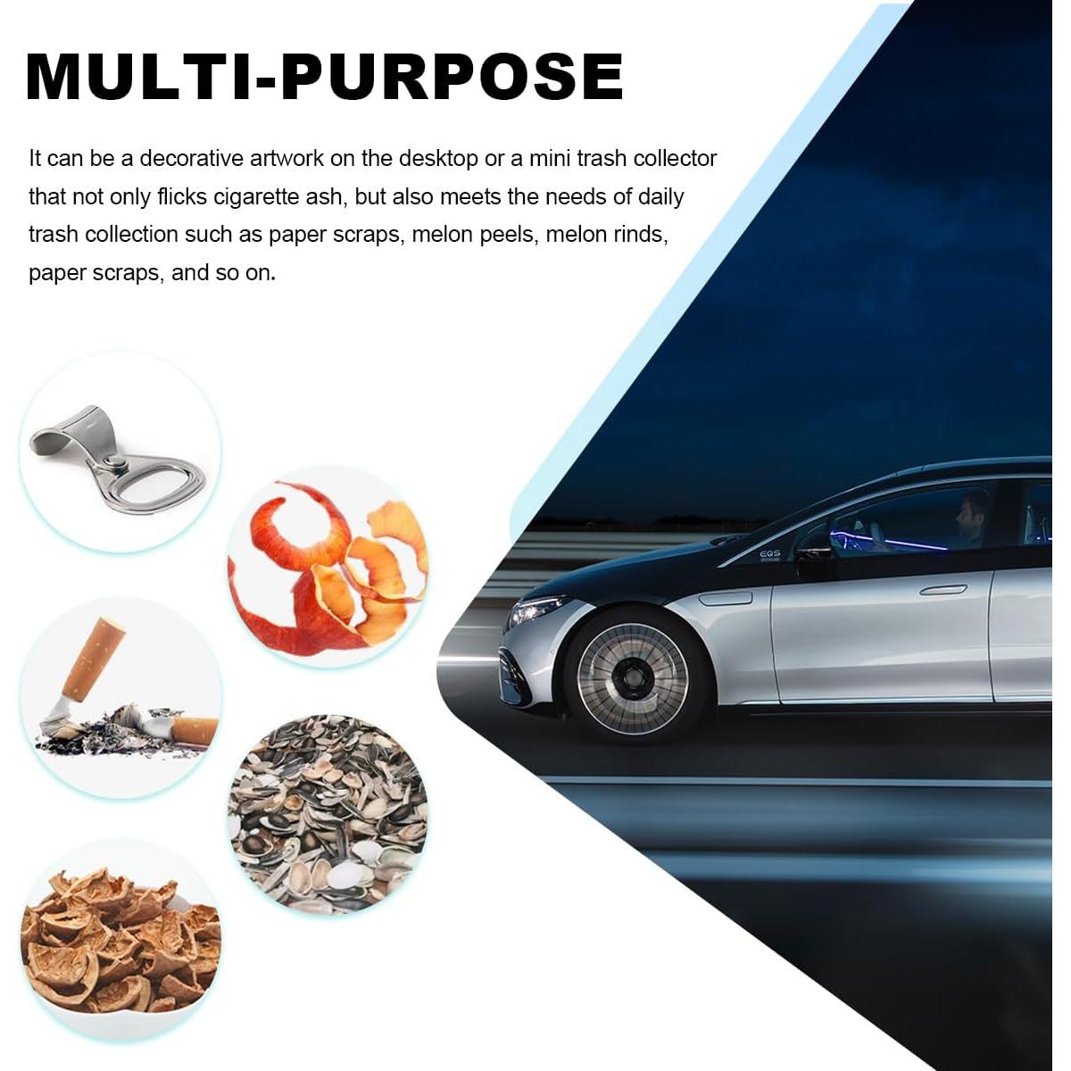 Cenicero de Acero Inoxidable SHMZK con Tapa para Auto Negro