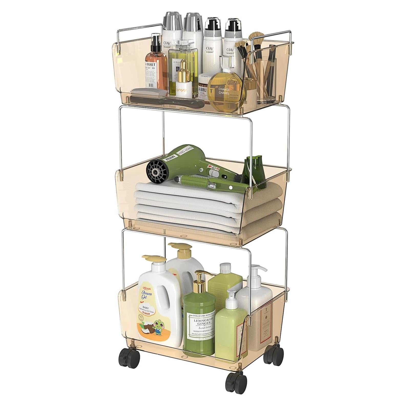 Carrito Rodante de Almacenamiento FOLLOWIN 3 Niveles Ámbar