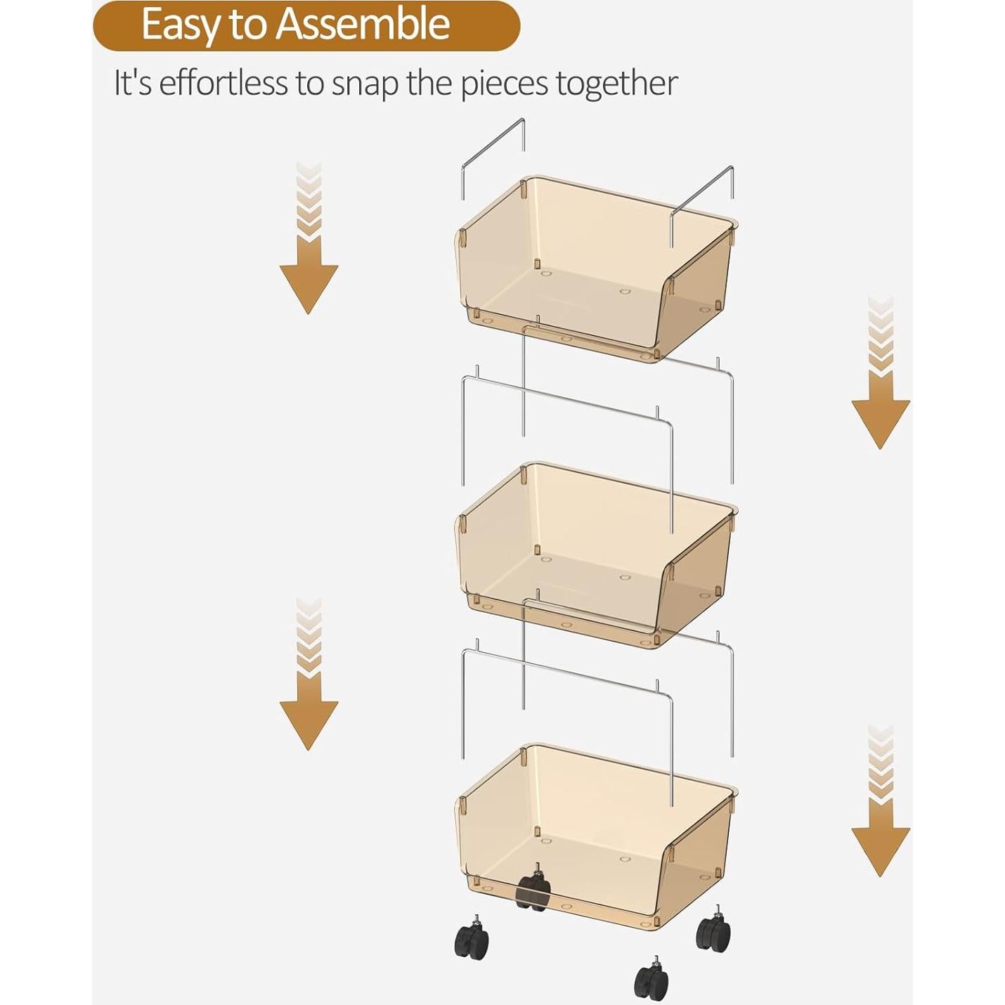 Carrito Rodante de Almacenamiento FOLLOWIN 3 Niveles Ámbar