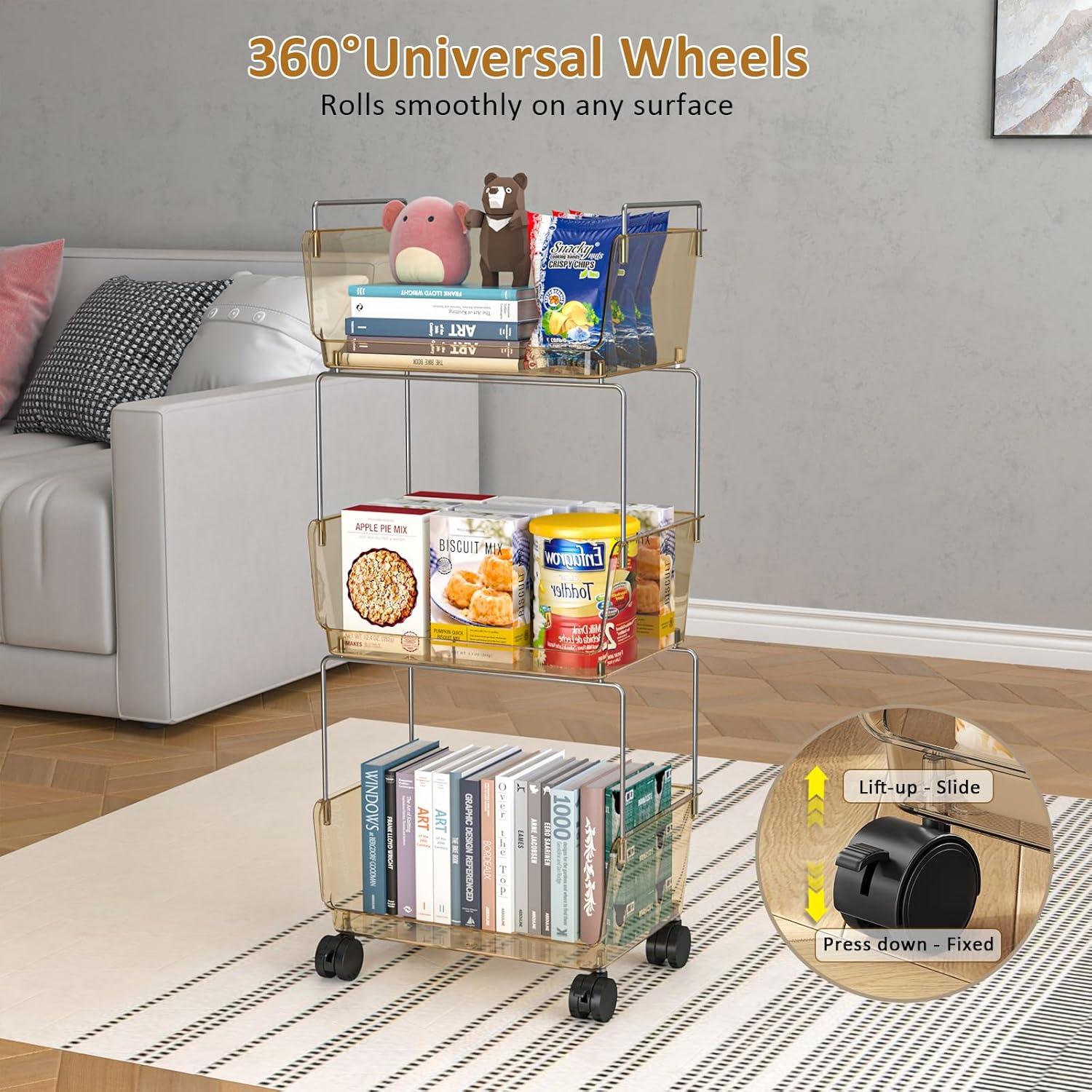 Carrito Rodante de Almacenamiento FOLLOWIN 3 Niveles Ámbar