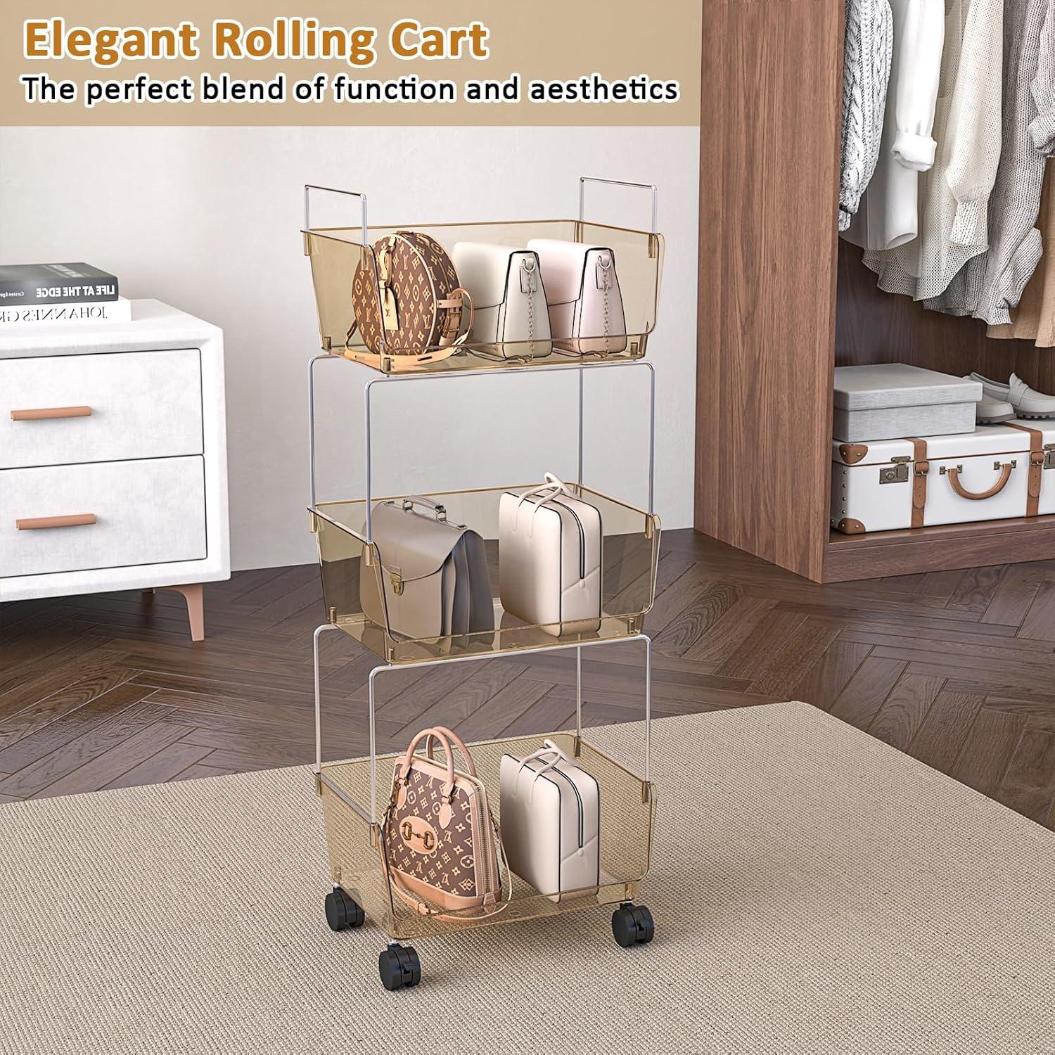 Carrito Rodante de Almacenamiento FOLLOWIN 3 Niveles Ámbar