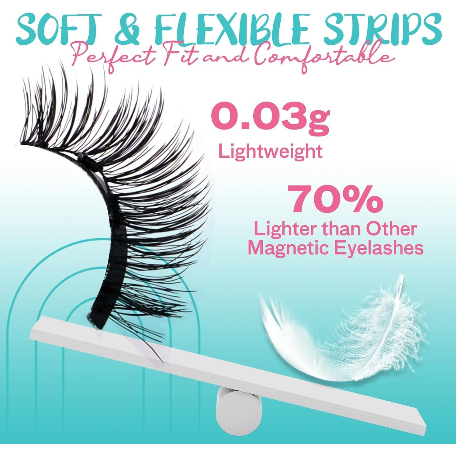 Pestañas Magnéticas GEMERRY 1 Par con Aplicador Reutilizables