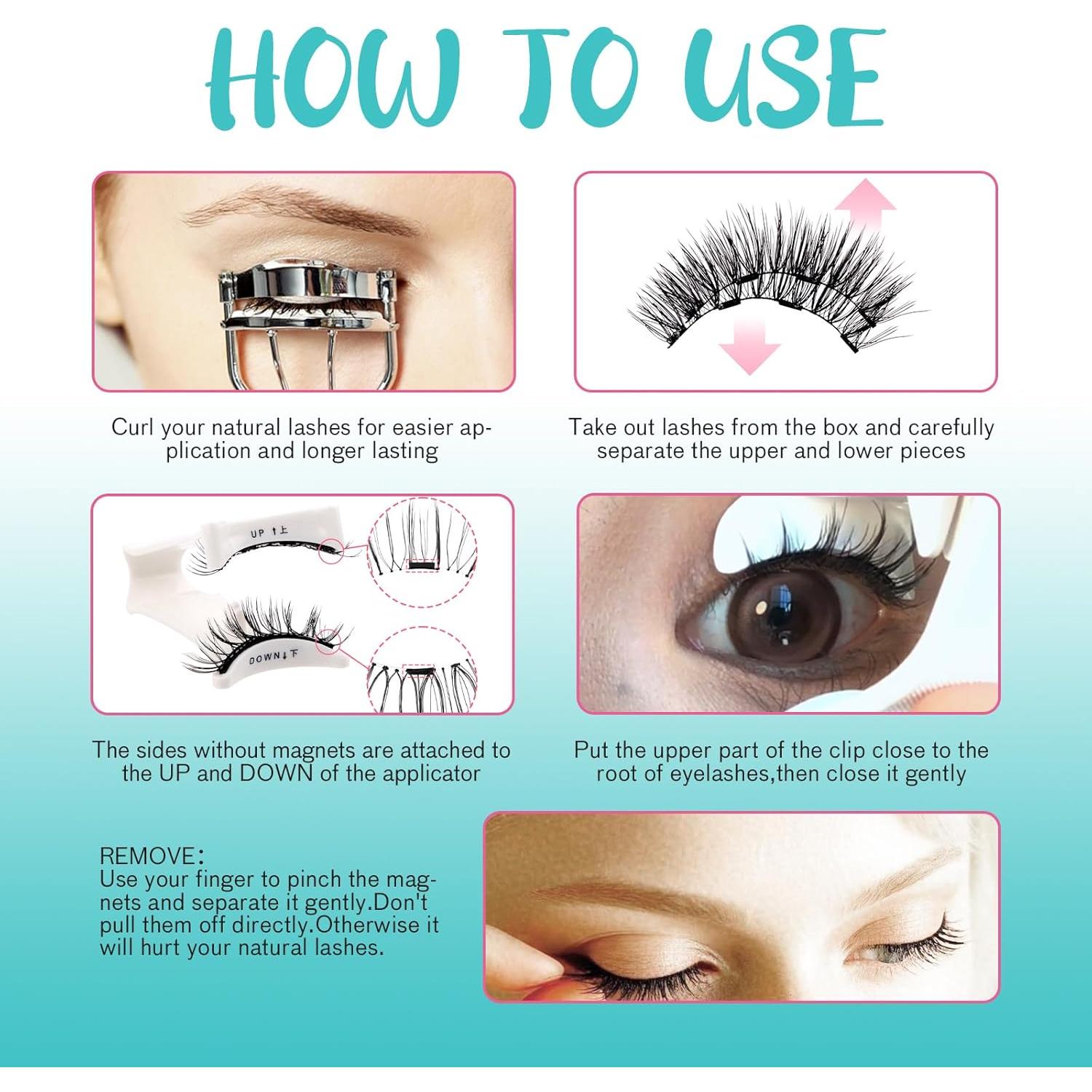 Pestañas Magnéticas GEMERRY 1 Par con Aplicador Reutilizables