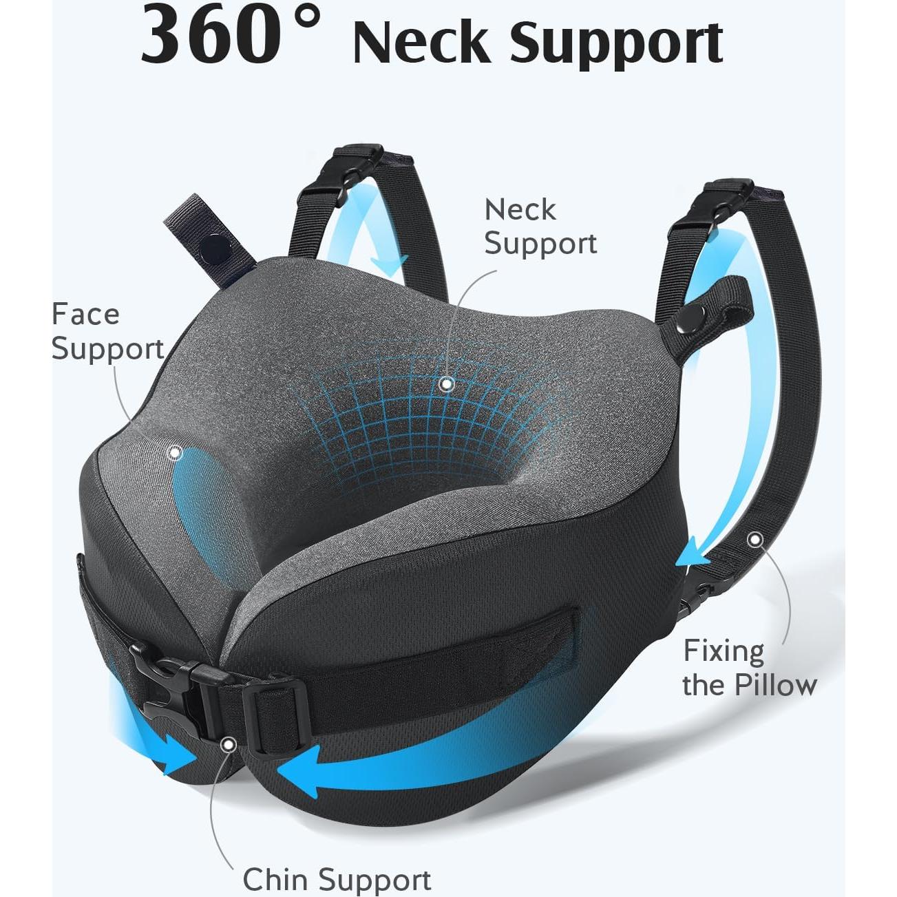 Almohada de Viaje YFONG con Máscara de Ojos 3D Negra