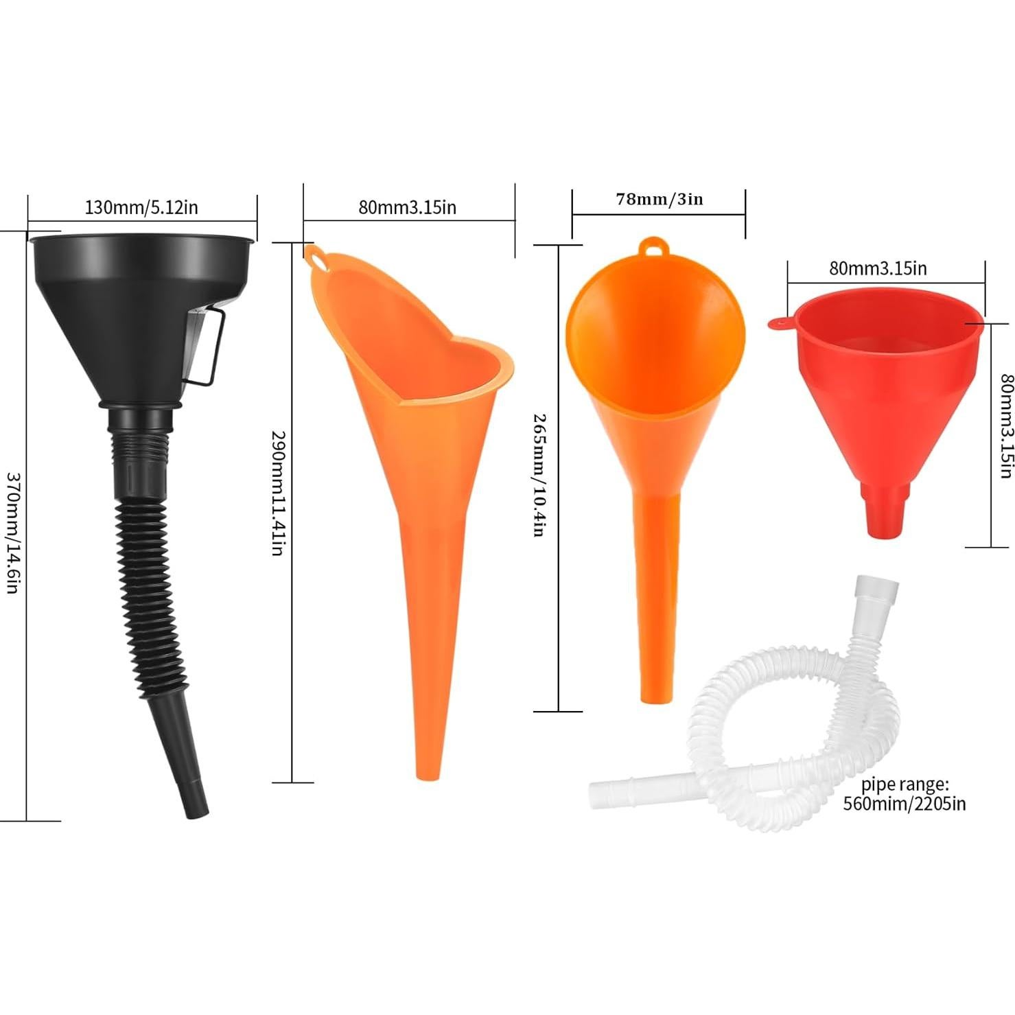 Juego de 4 Embudos Flexibles Automotrices HexinYigjly