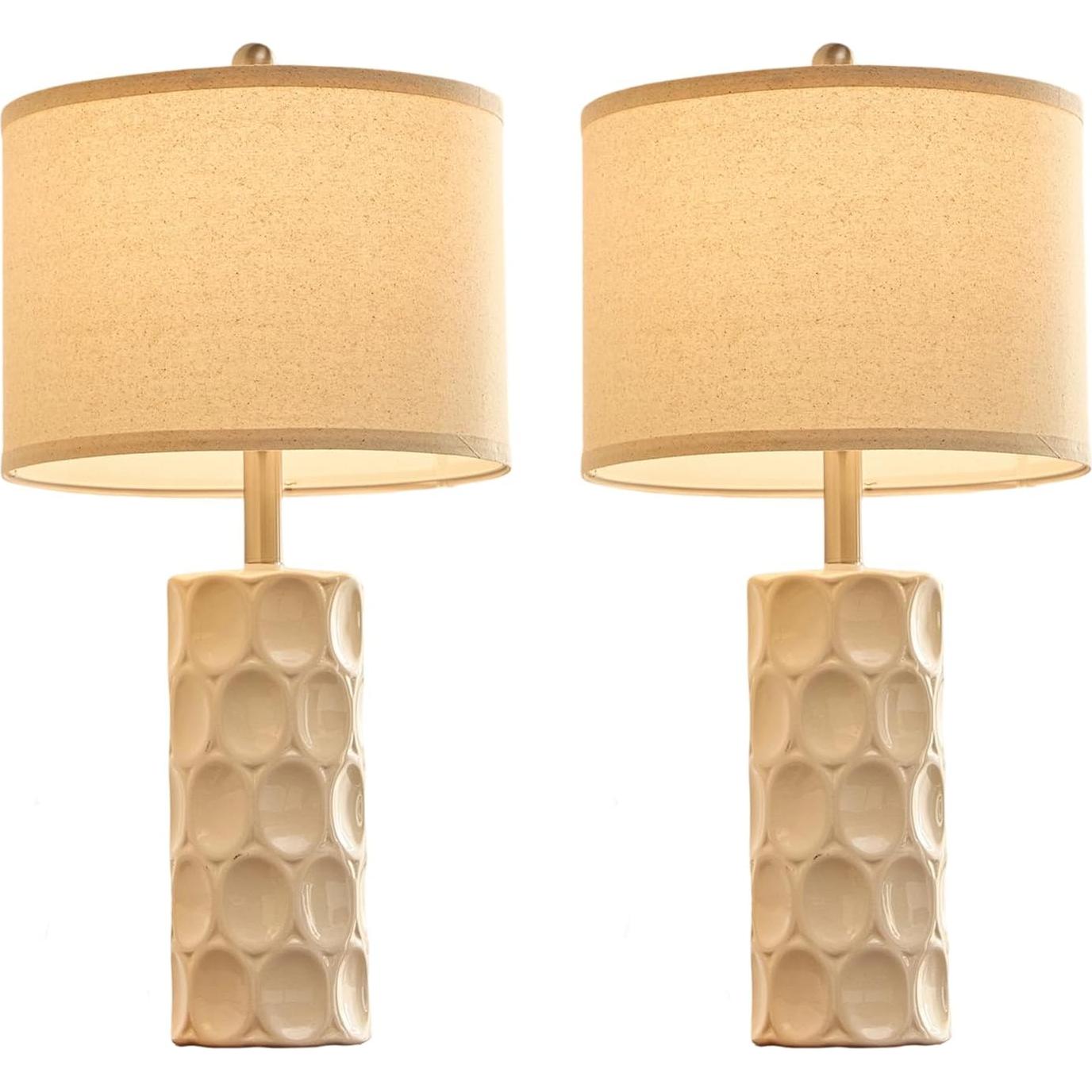 Juego de 2 Lámparas de Mesa Cerámica Regulables 3 Colores