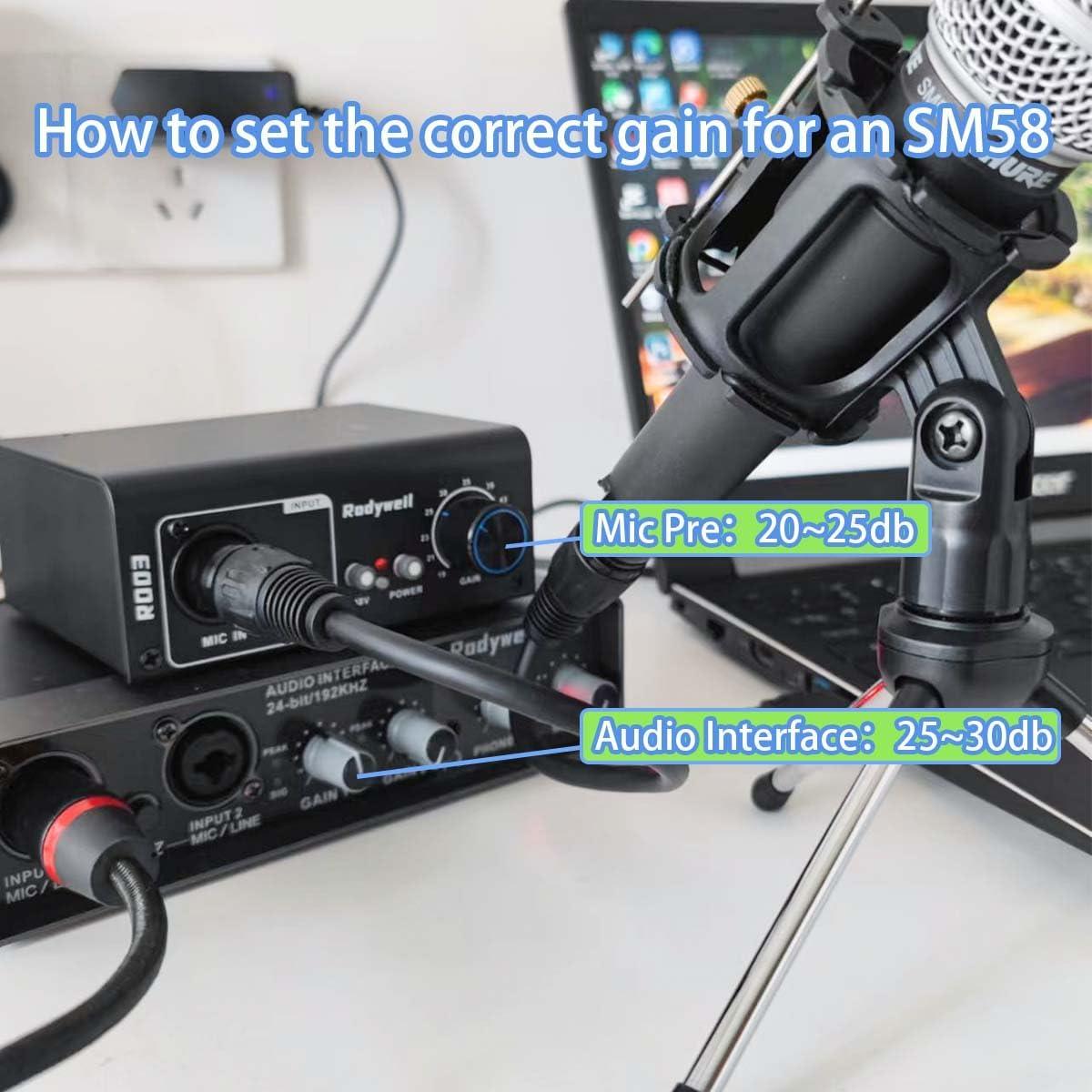 Amplificador de Micrófono Rodyweil RO03 75 dB 48V Phantom