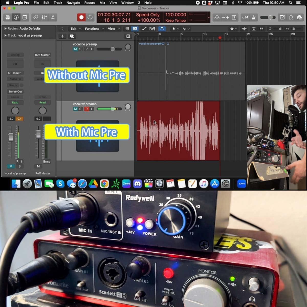 Amplificador de Micrófono Rodyweil RO03 75 dB 48V Phantom
