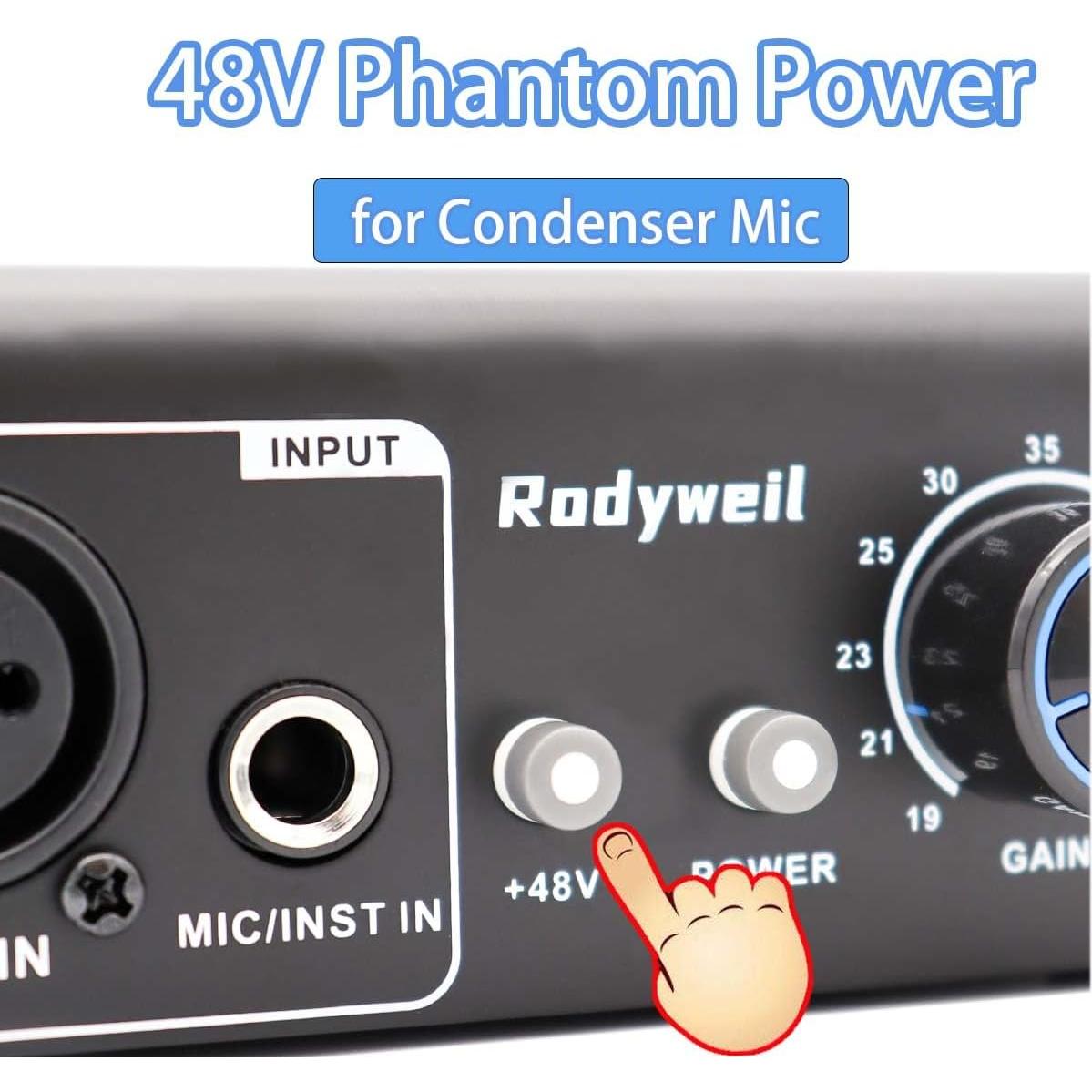 Amplificador de Micrófono Rodyweil RO03 75 dB 48V Phantom