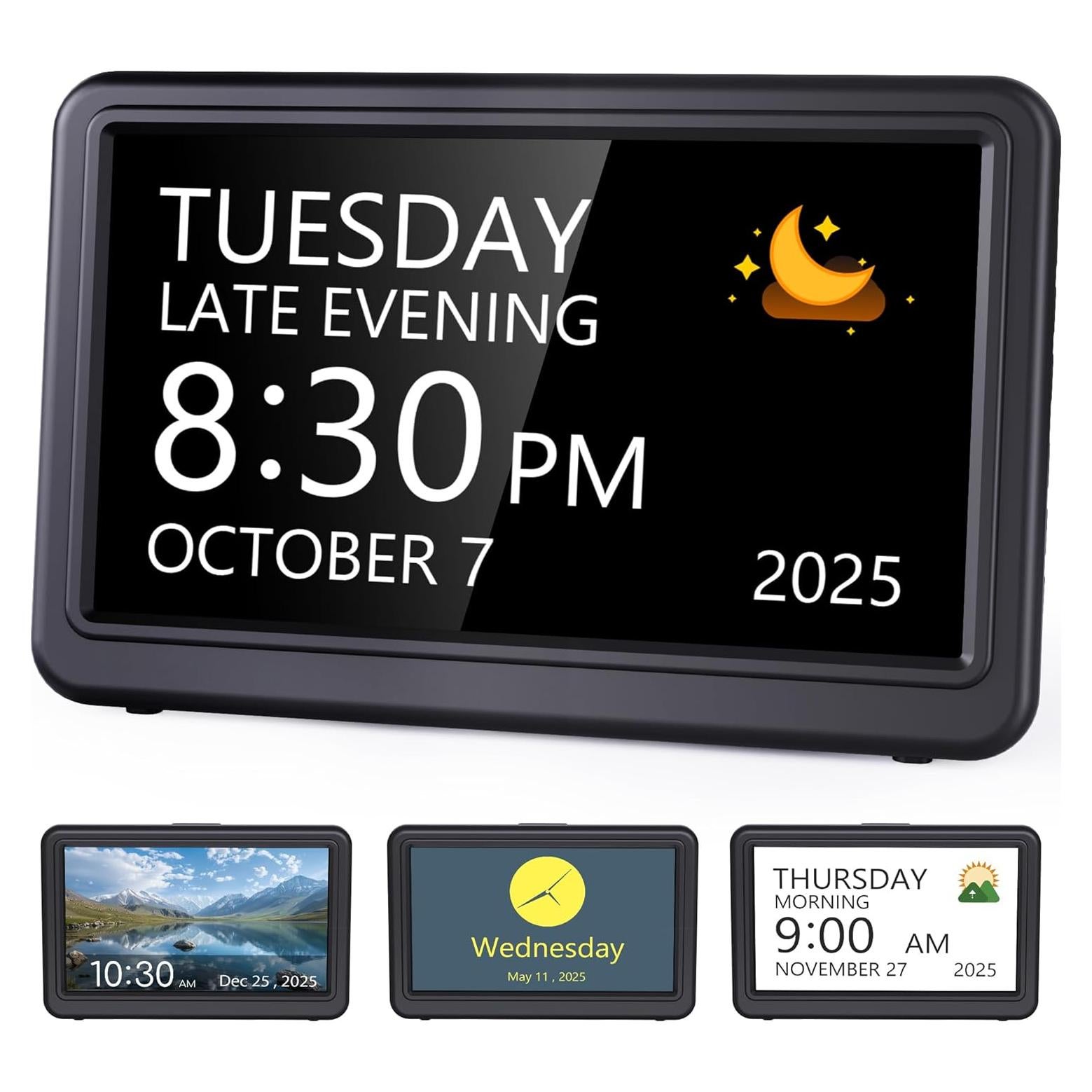 Reloj Digital de Calendario Raynic 17.78 cm Negro con Alarmas