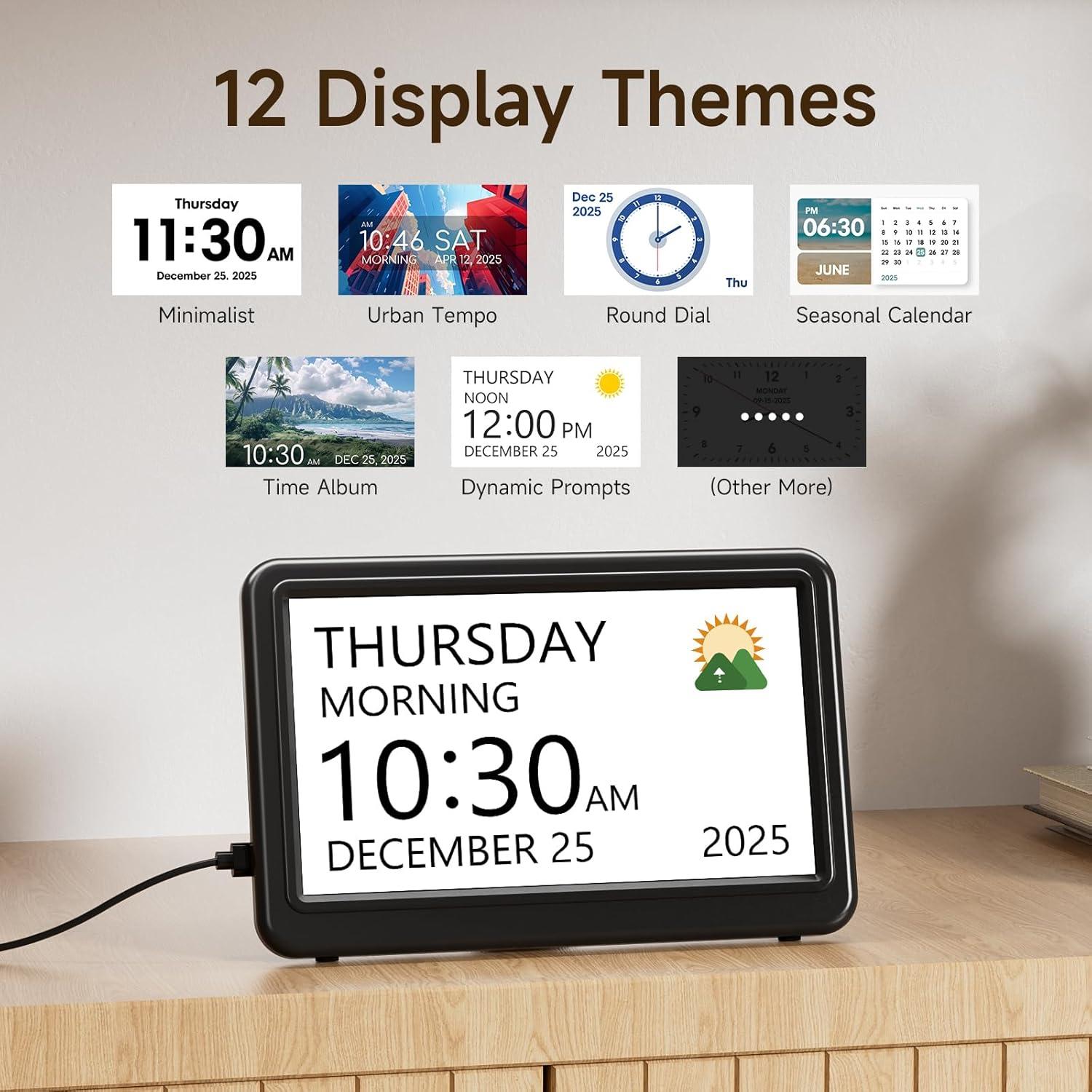 Reloj Digital de Calendario Raynic 17.78 cm Negro con Alarmas
