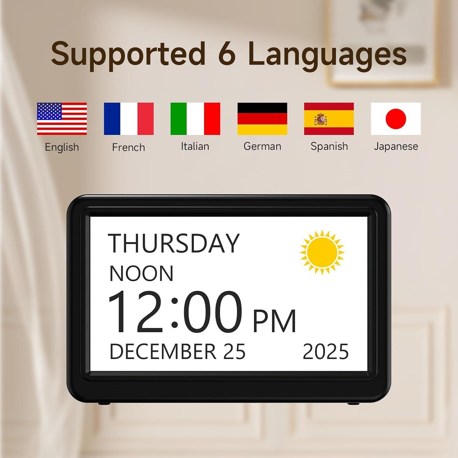 Reloj Digital de Calendario Raynic 17.78 cm Negro con Alarmas