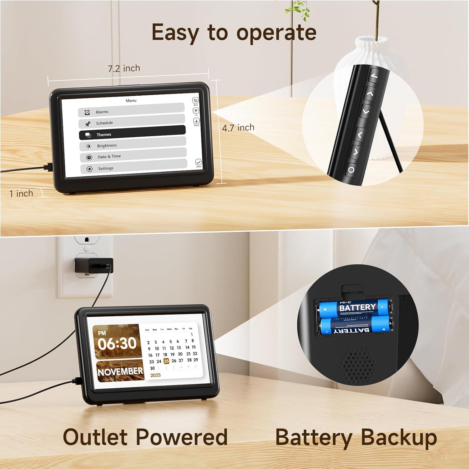 Reloj Digital de Calendario Raynic 17.78 cm Negro con Alarmas