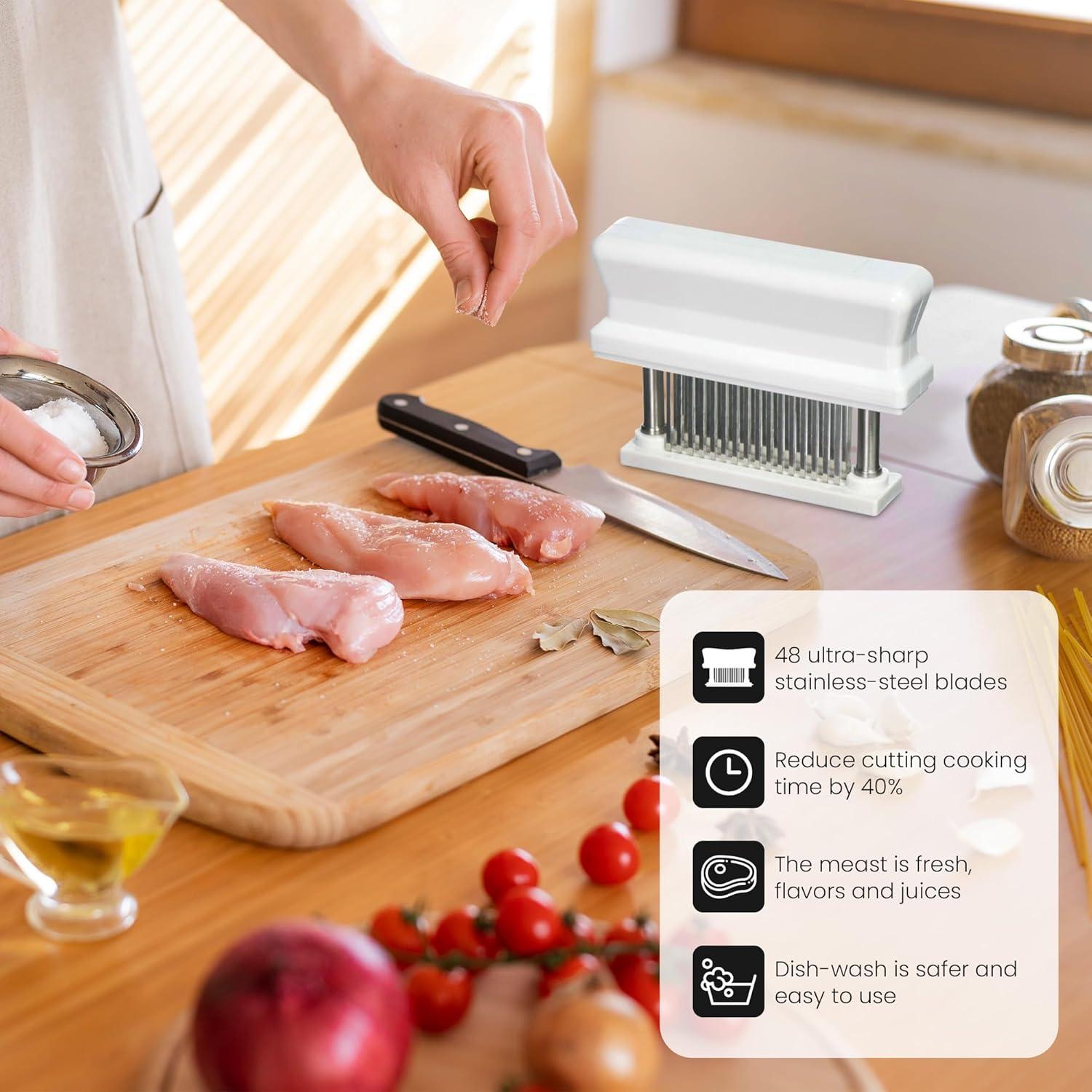 Aplanador de Carne WYZworks con 48 Cuchillas de Acero Inoxidable