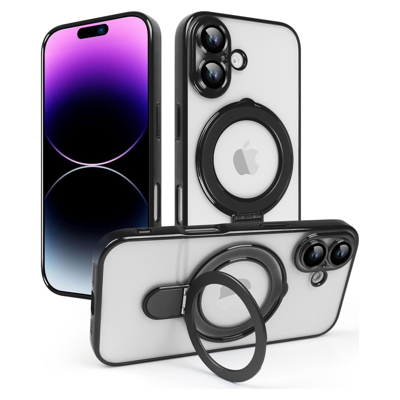 Funda Magnética Omio para iPhone 16 Titanio Negro con Soporte