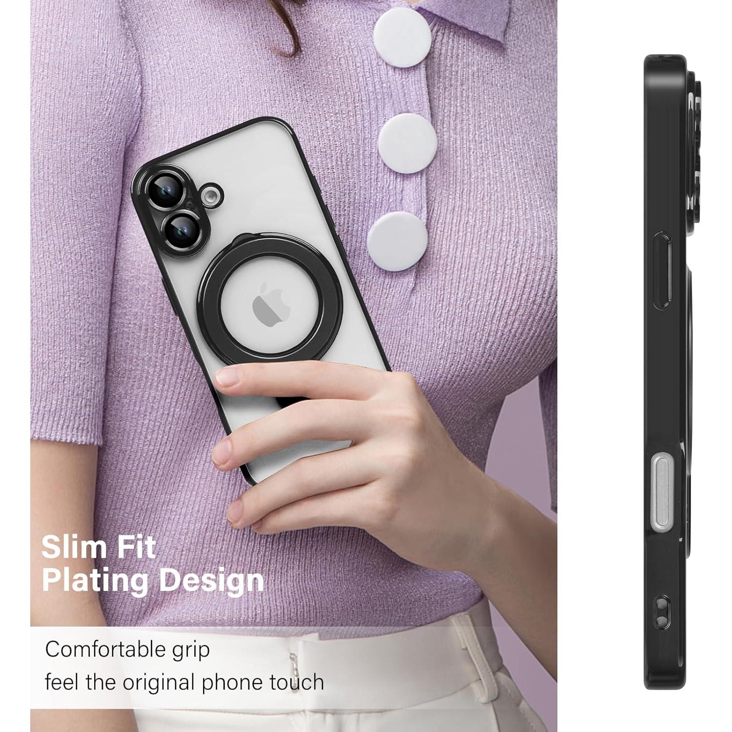 Funda Magnética Omio para iPhone 16 Titanio Negro con Soporte