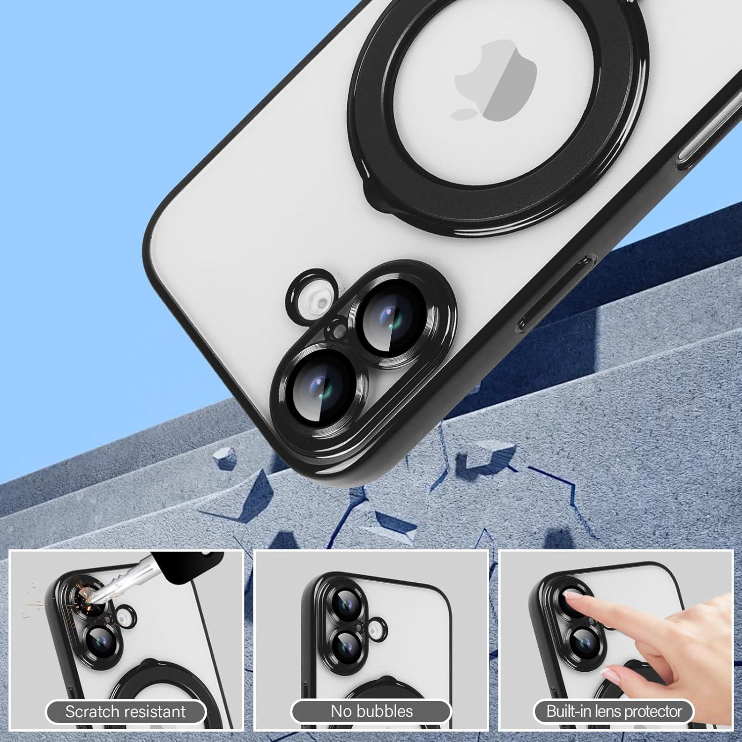 Funda Magnética Omio para iPhone 16 Titanio Negro con Soporte