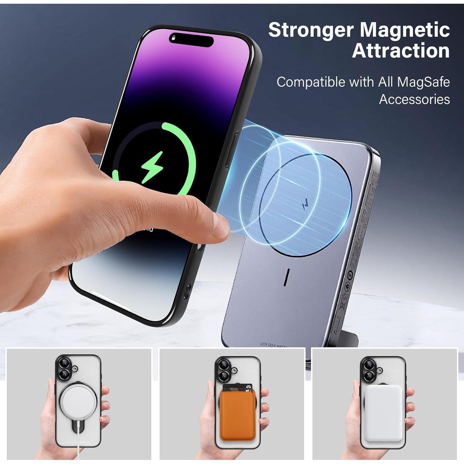 Funda Magnética Omio para iPhone 16 Titanio Negro con Soporte