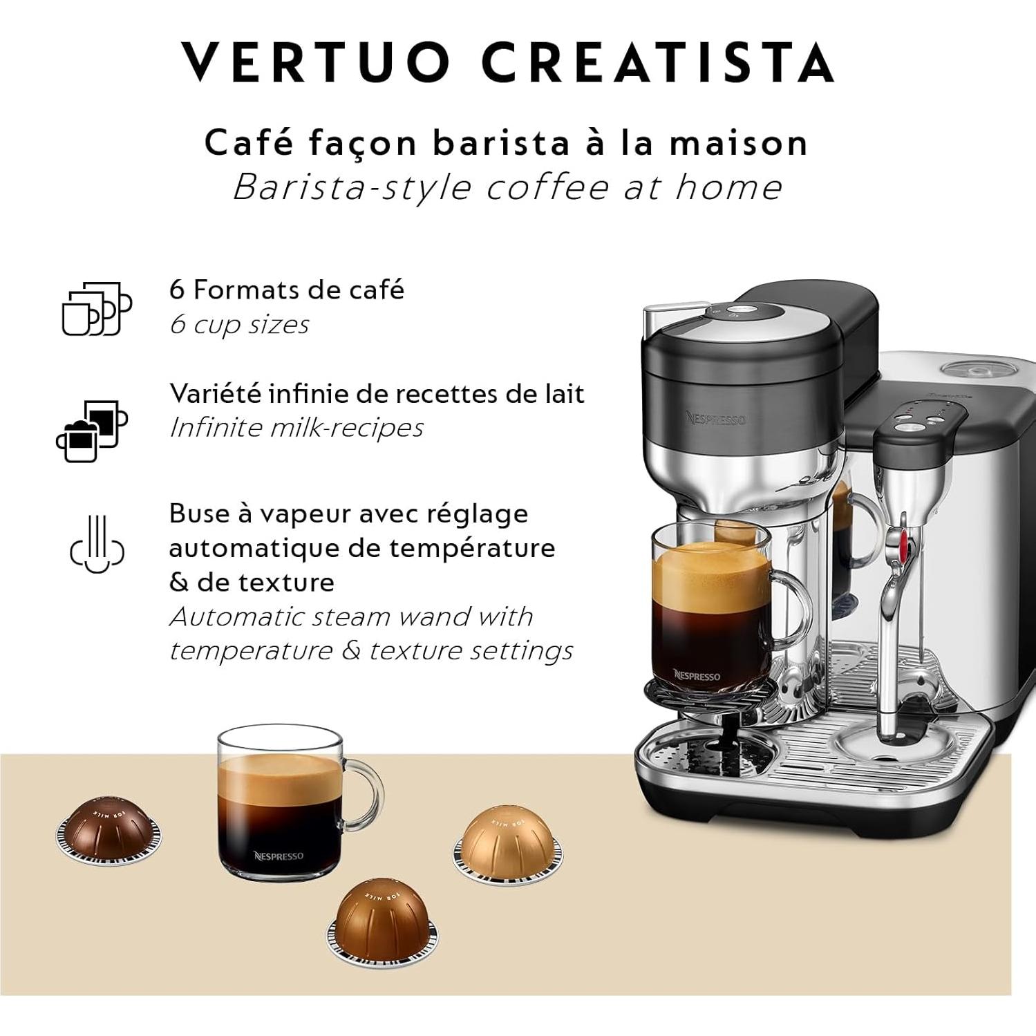 Cafetera Espresso Nespresso Vertuo Creatista BVE850BST Acero Inoxidable