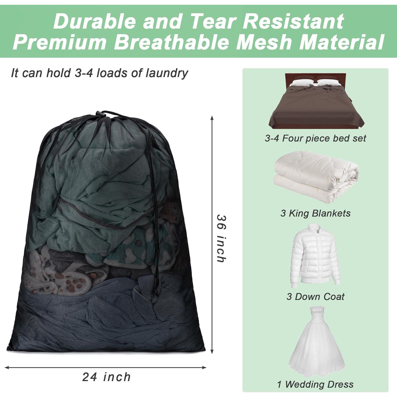 2 Bolsas de Lavandería de Malla XL Aegero 61x91cm Negro