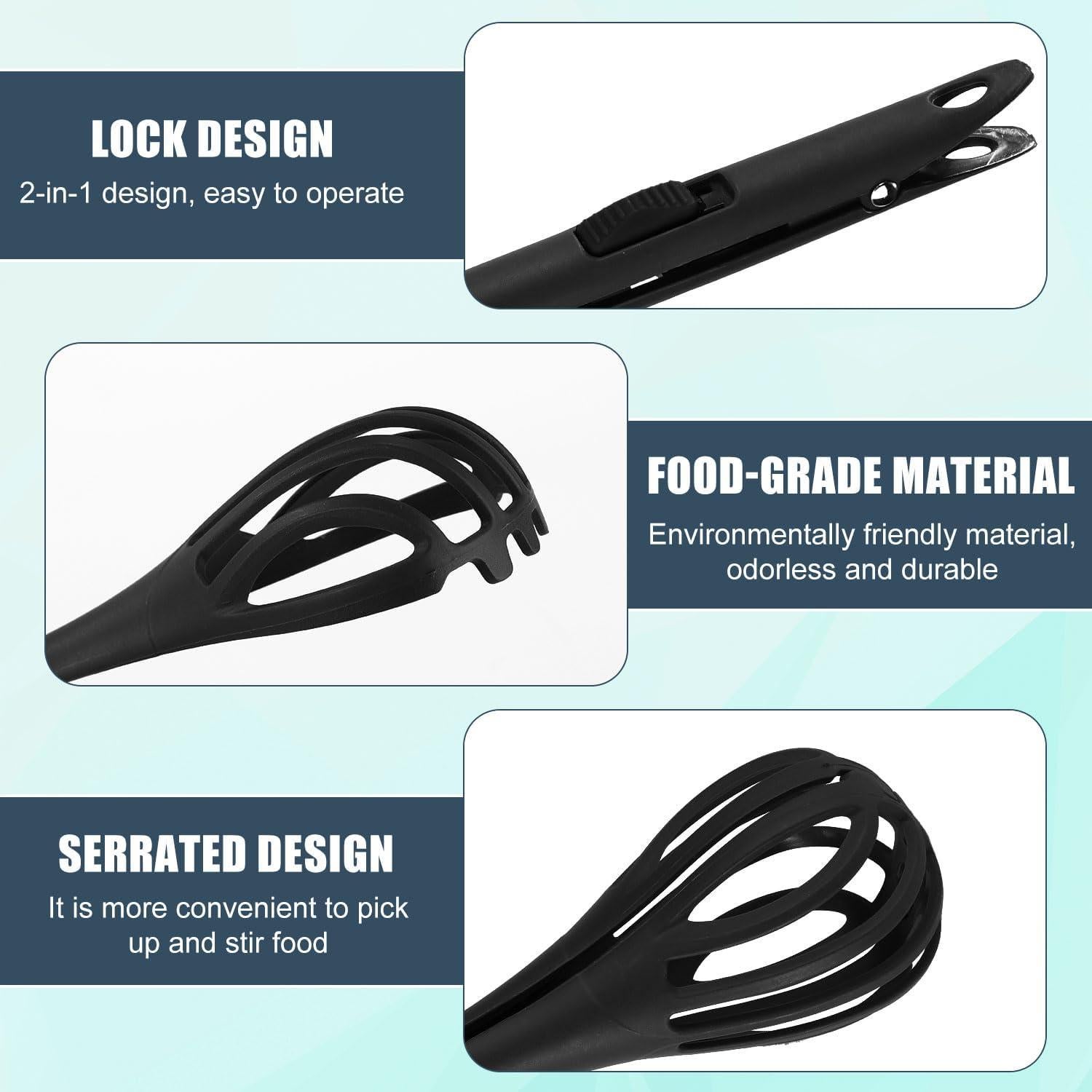 Batidor de Huevos y Pinza de Comida 2-en-1 Lyreh Negro