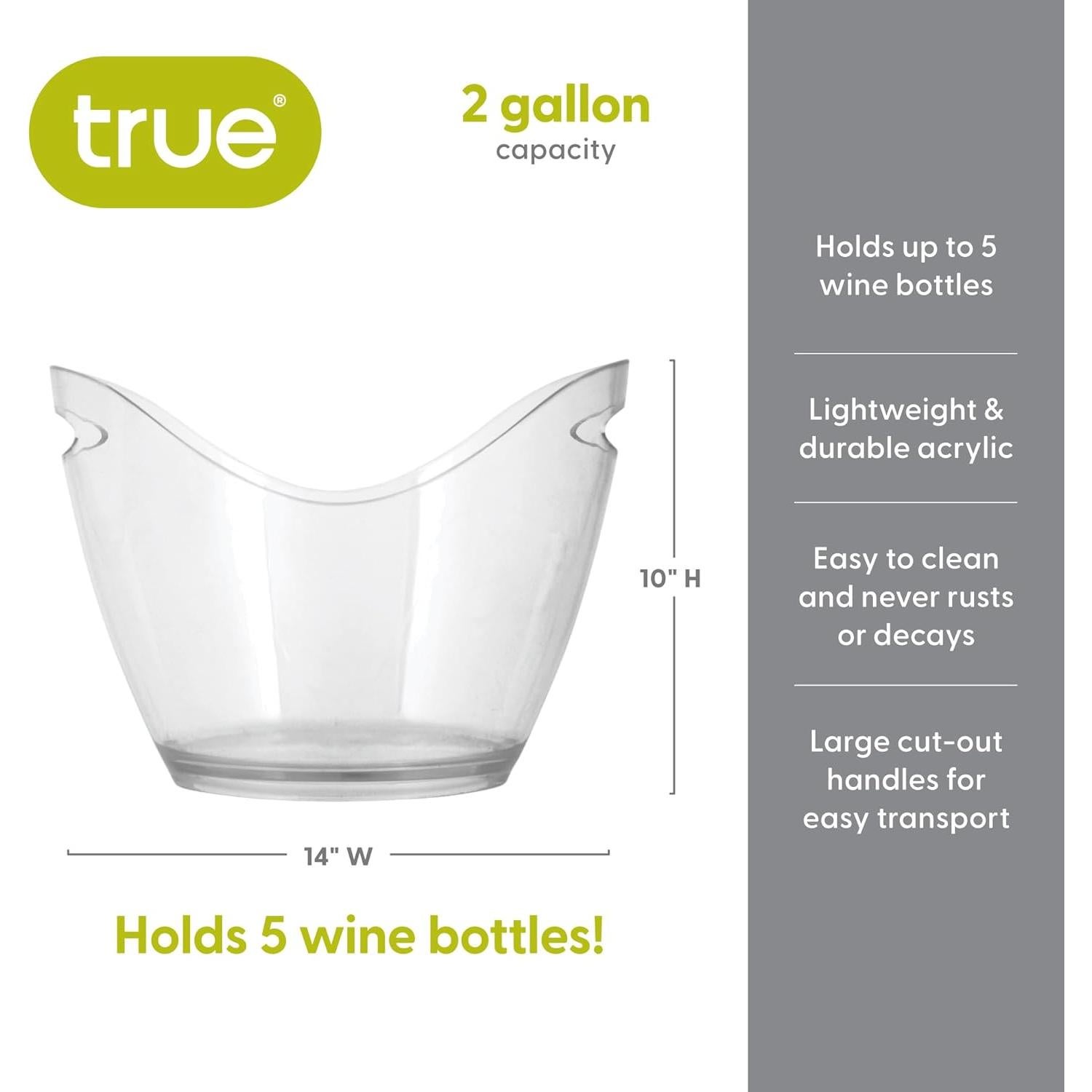 Cubo de Hielo Acrílico True Chill 8L para 4 Botellas