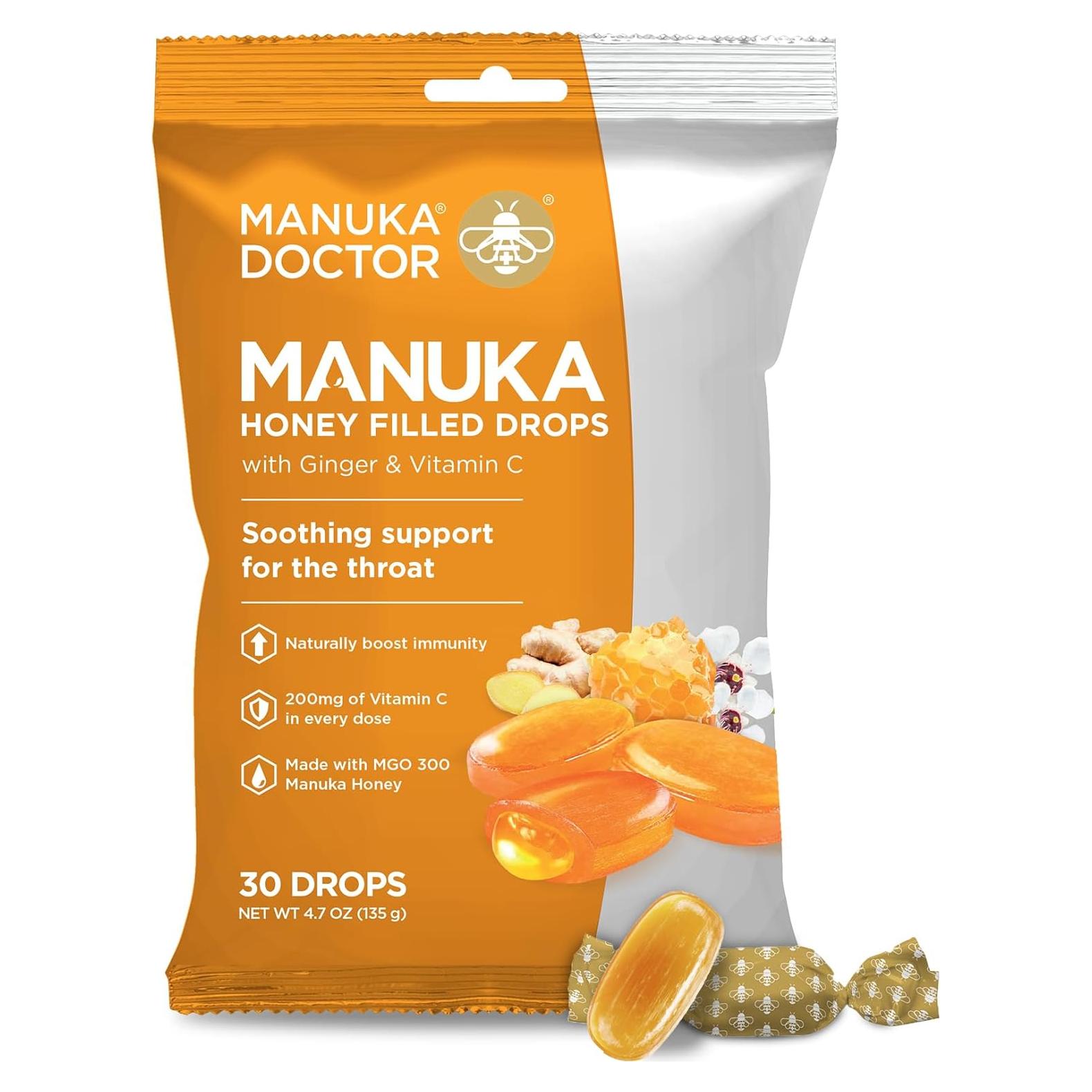 Caramelos para la Tos Manuka Doctor con Jengibre y Vitamina C - 30 Unidades