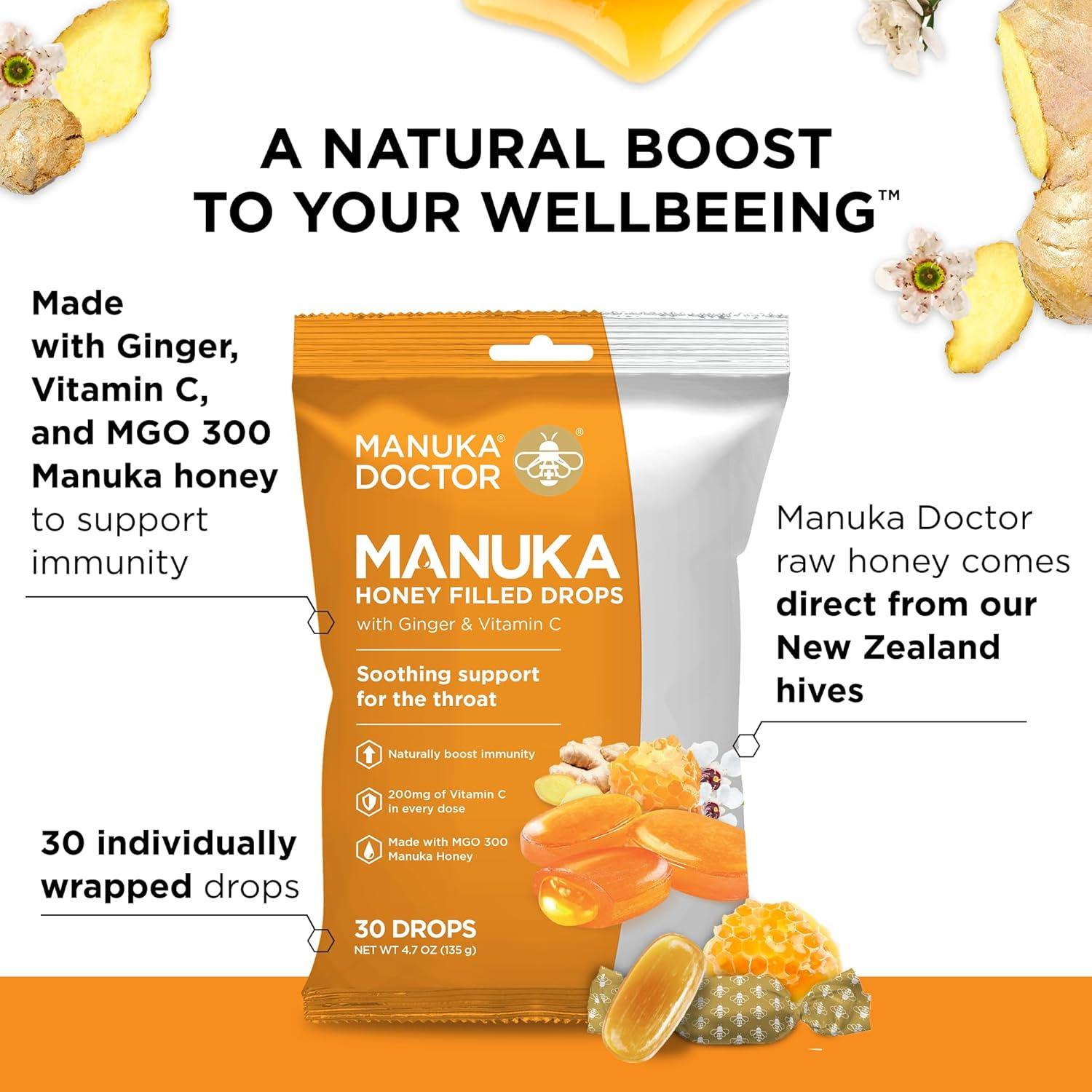 Caramelos para la Tos Manuka Doctor con Jengibre y Vitamina C - 30 Unidades