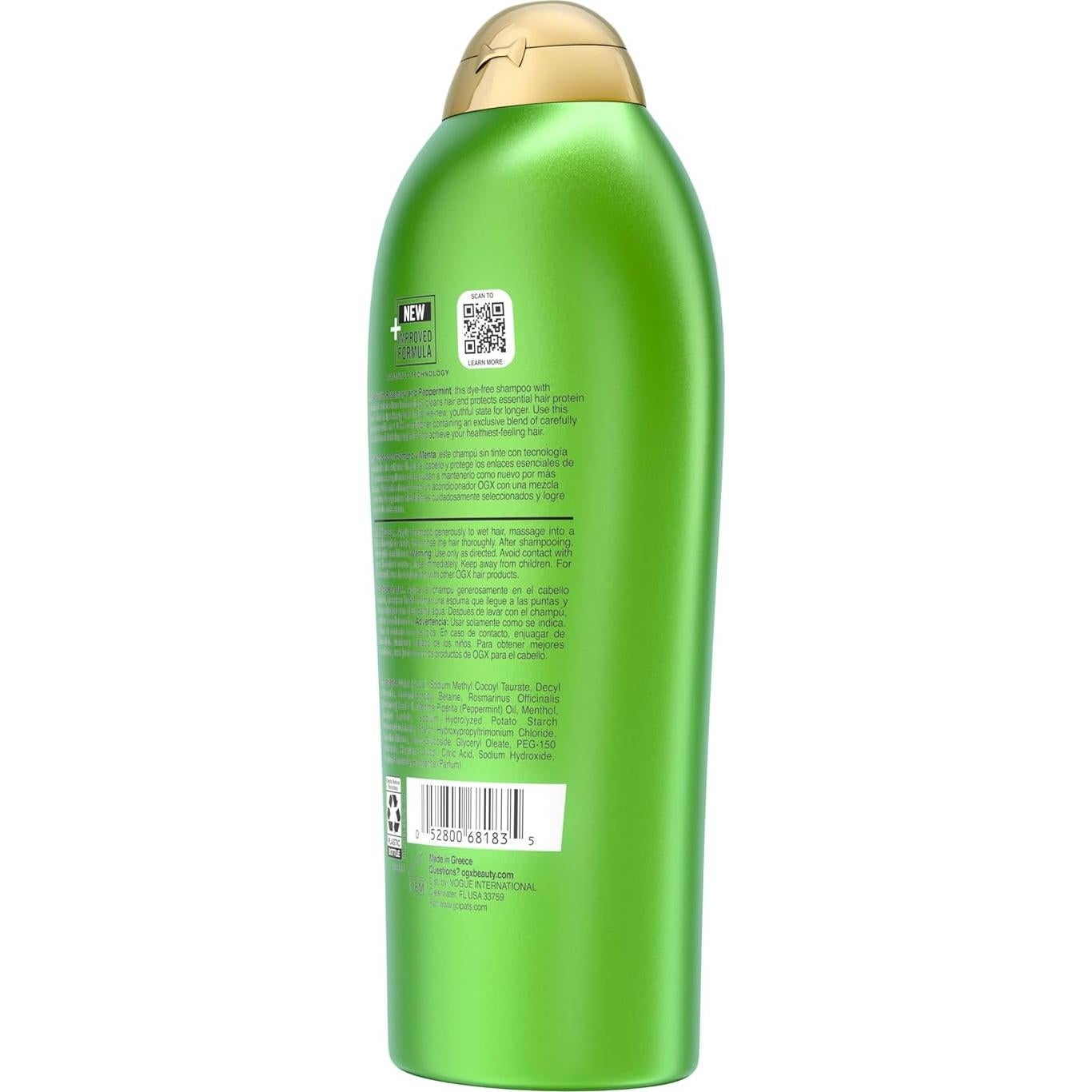Champú Aclarador OGX Strength 750 ml Romero Menta Cabello Graso