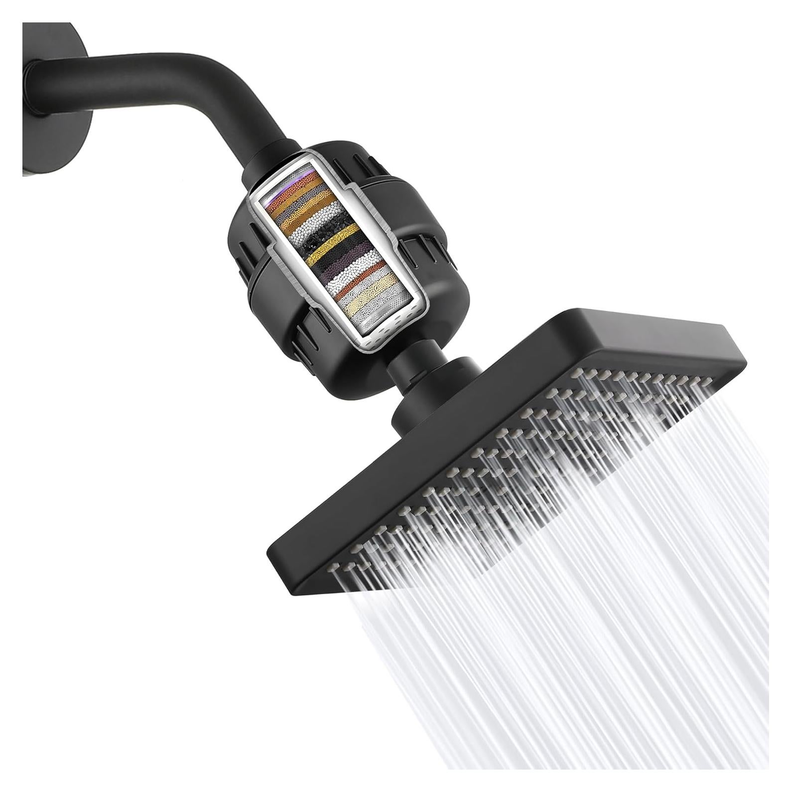 Cabezal de Ducha Filtrado Eolax 6" Alta Presión Negro