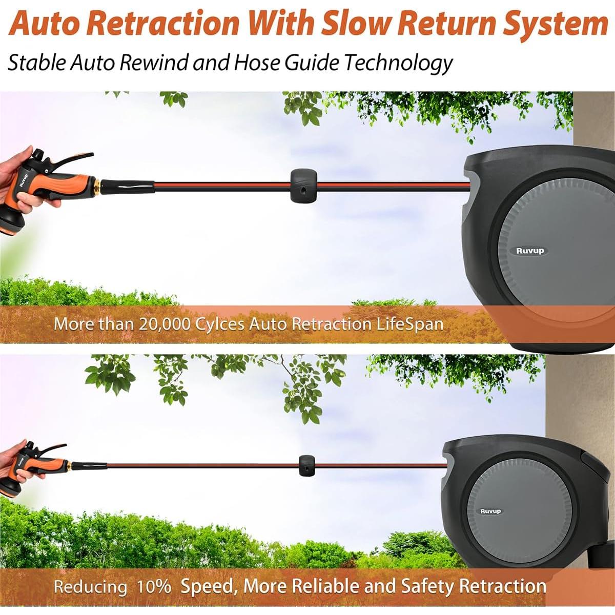 Carrete de Manguera Retráctil Ruvup 15.24m Automático UV