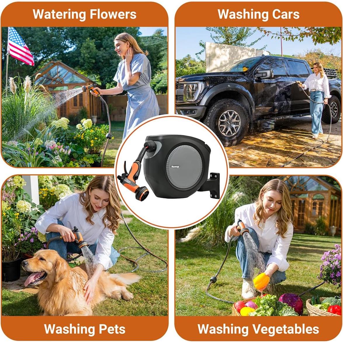 Carrete de Manguera Retráctil Ruvup 15.24m Automático UV