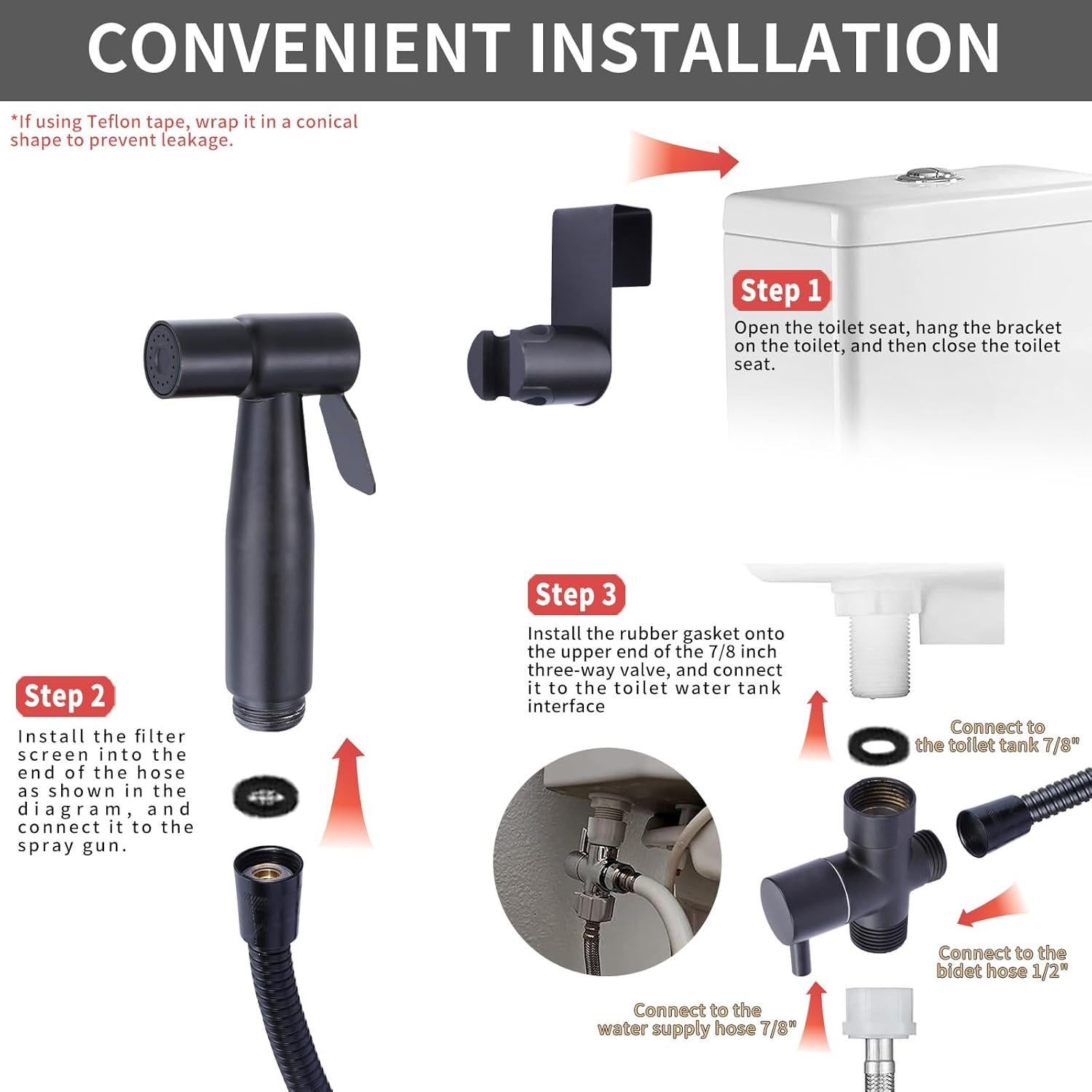 Rociador de Bidet de Mano Peisaluo Acero Inoxidable Negro