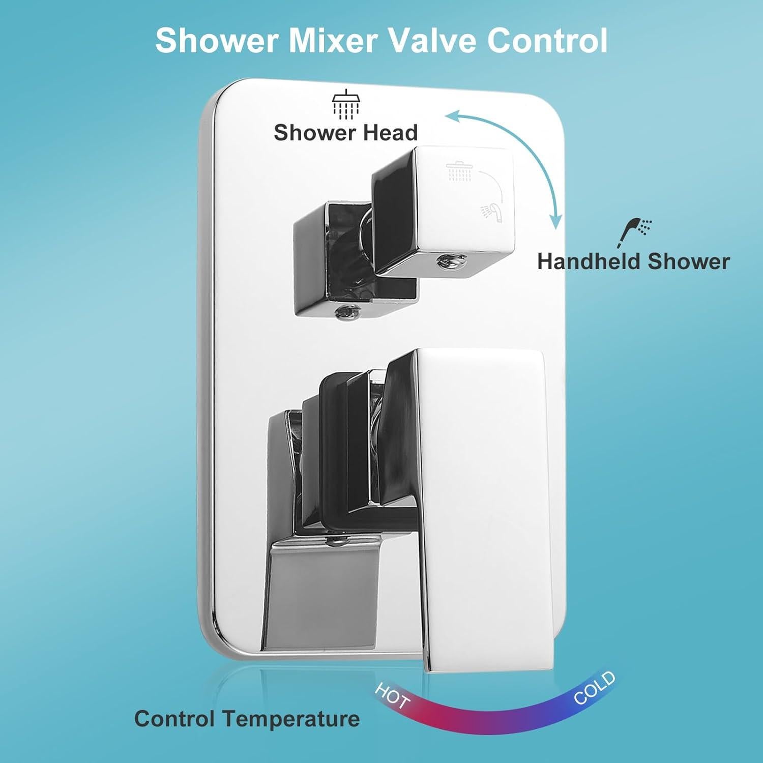 Sistema de Ducha de Lluvia RTTWYYUU 20.32 cm Cromo Montaje en Pared