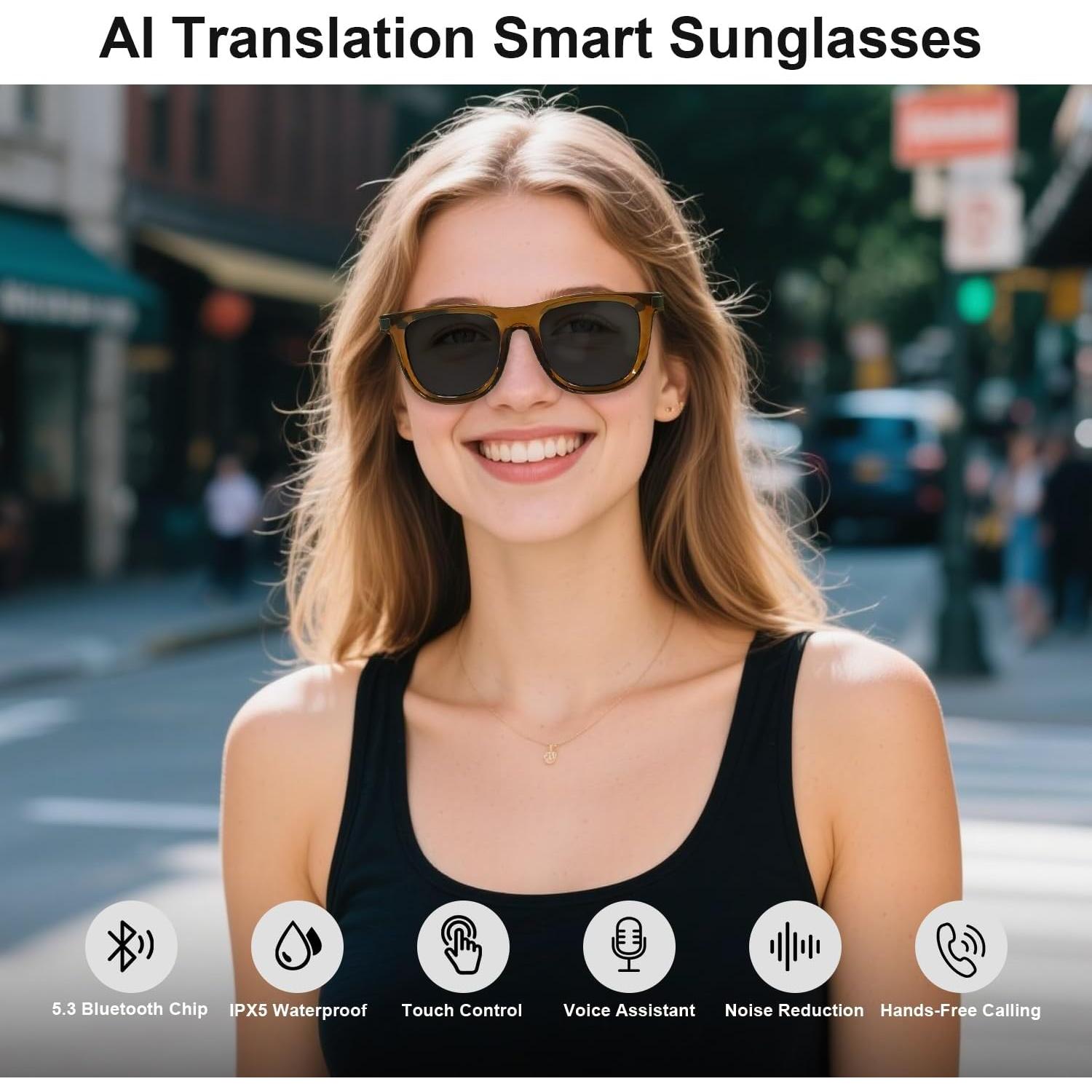 Gafas Inteligentes AI Tulbeys G06 Marrón con Traducción en Tiempo Real