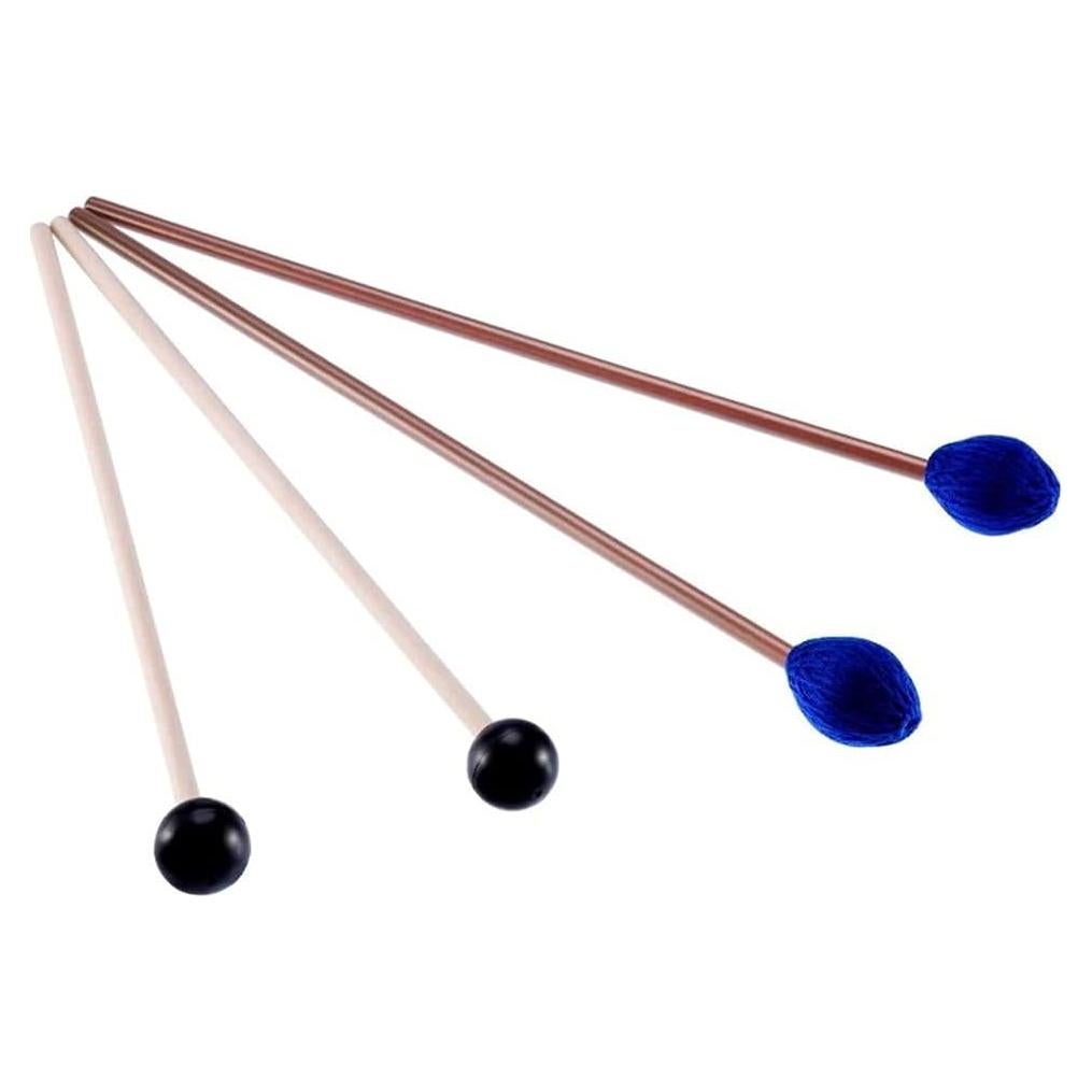 Mazas de Marimba 1 Par Hilo Azul y 1 Par Goma con Mango Madera