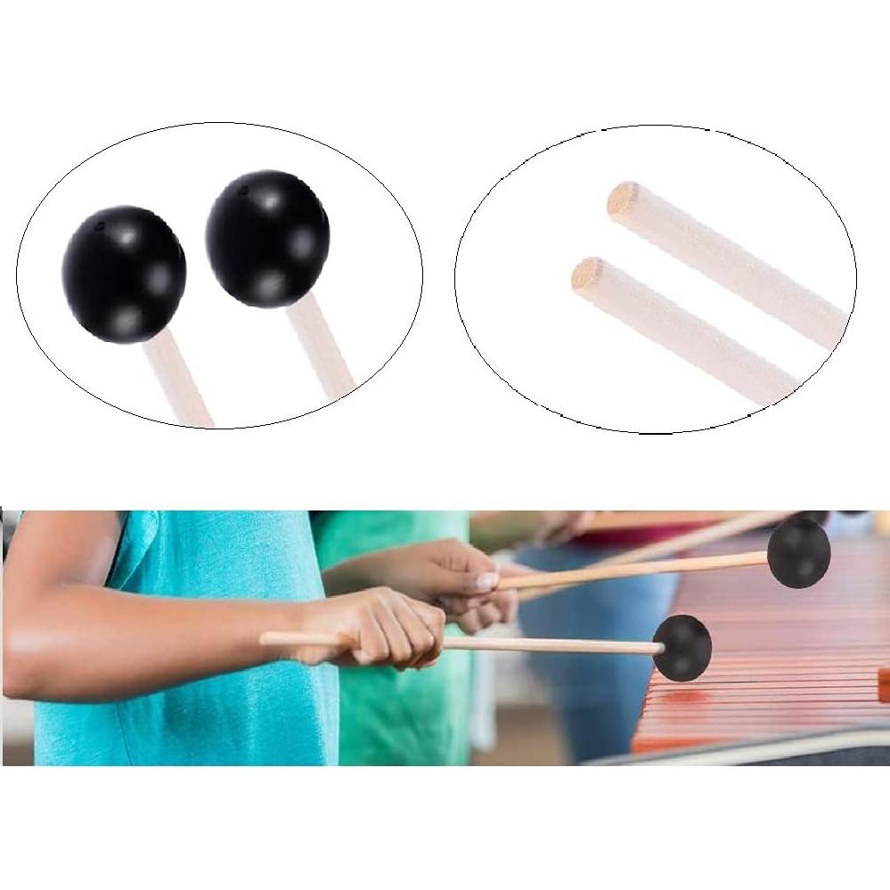 Mazas de Marimba 1 Par Hilo Azul y 1 Par Goma con Mango Madera