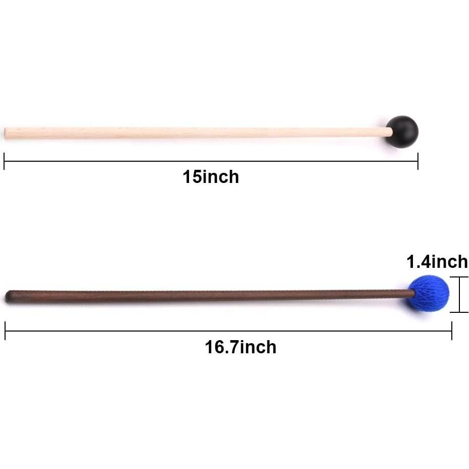 Mazas de Marimba 1 Par Hilo Azul y 1 Par Goma con Mango Madera