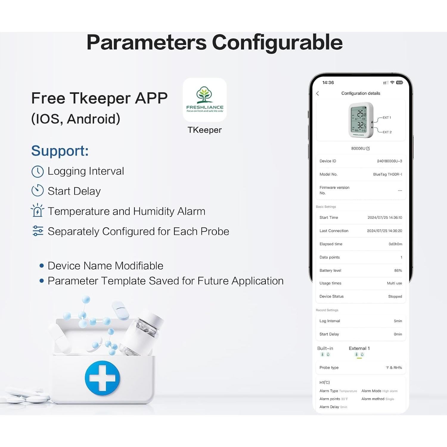 Termómetro Bluetooth Freshliance BlueTag TH30R-I con Sonda