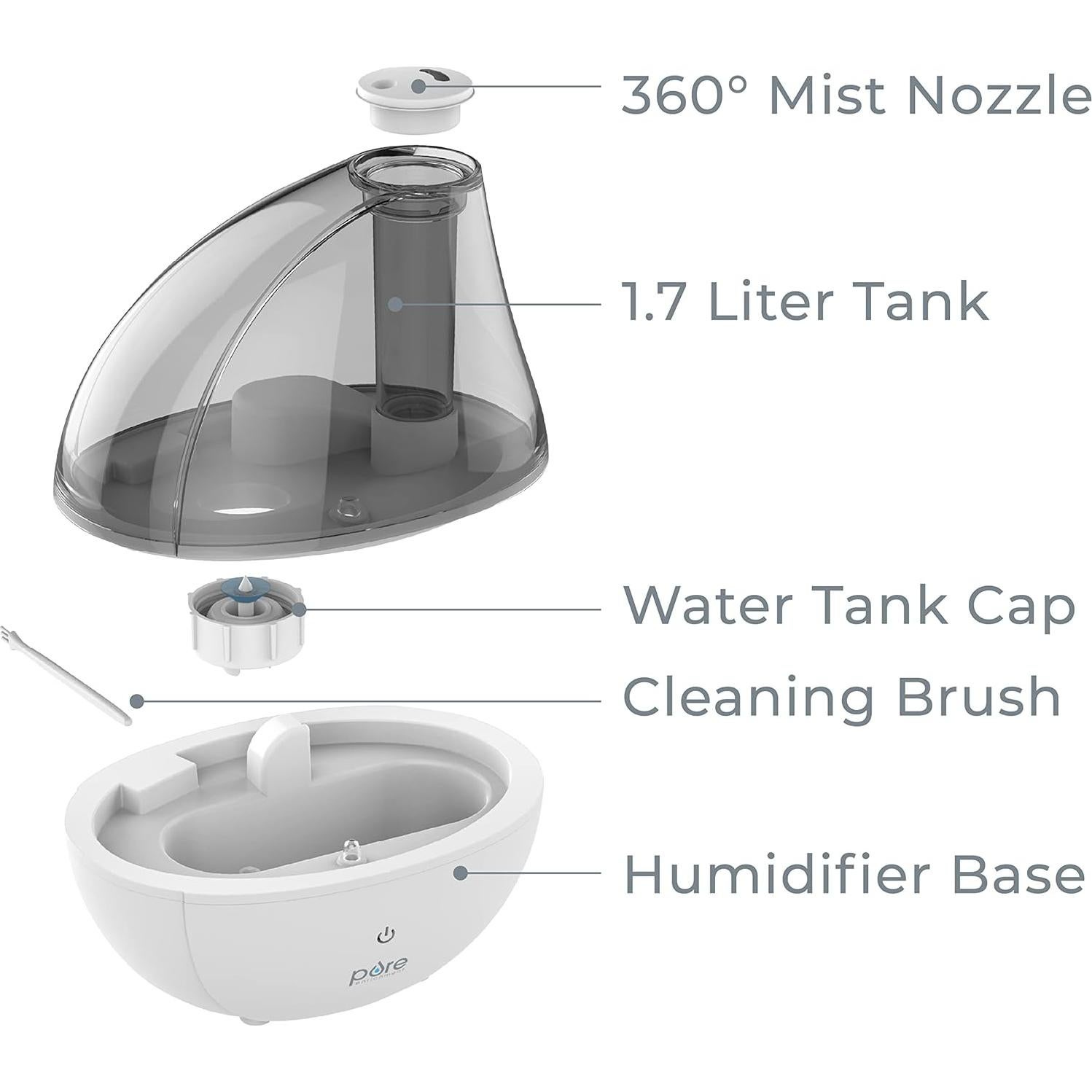 Humidificador ultrasónico Pure Enrichment MistAire Silver 1.5L