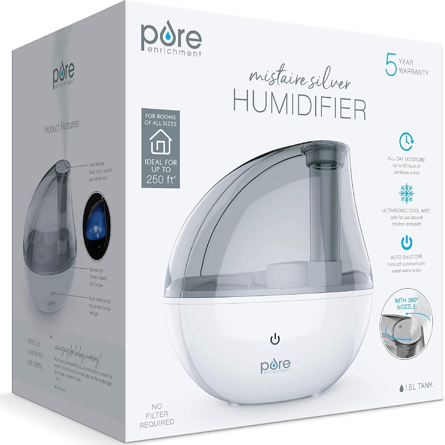 Humidificador ultrasónico Pure Enrichment MistAire Silver 1.5L