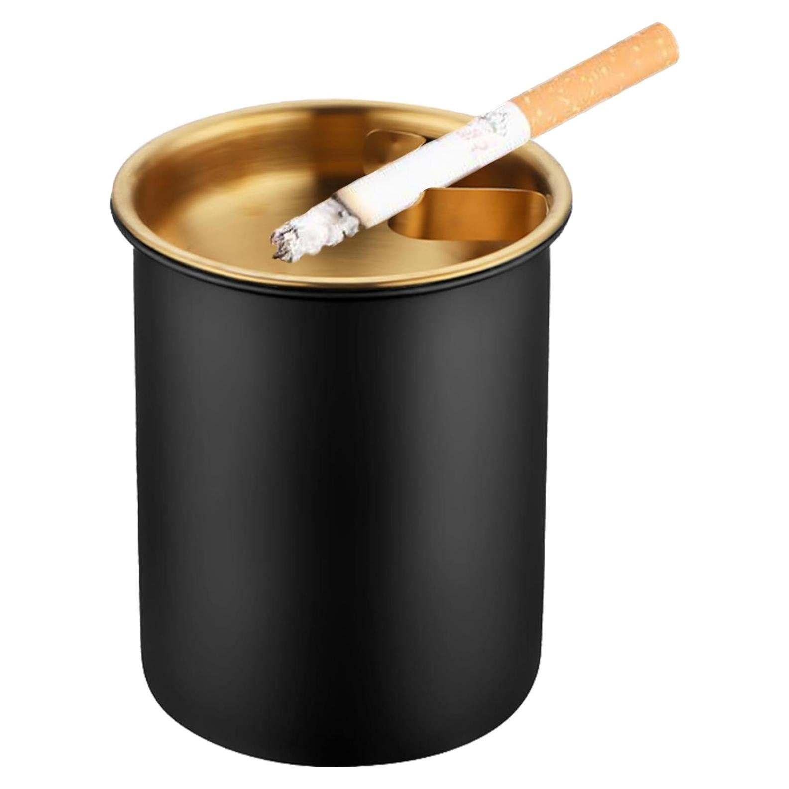 Cenicero de coche MaoMaoCha de acero inoxidable con tapa