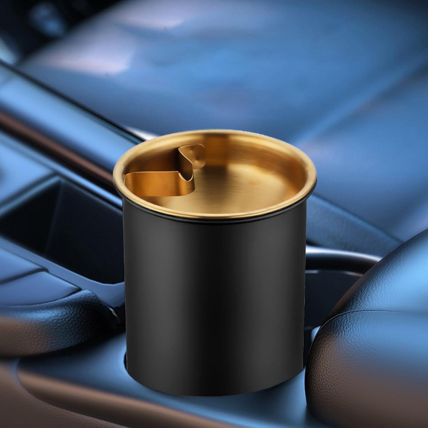 Cenicero de coche MaoMaoCha de acero inoxidable con tapa