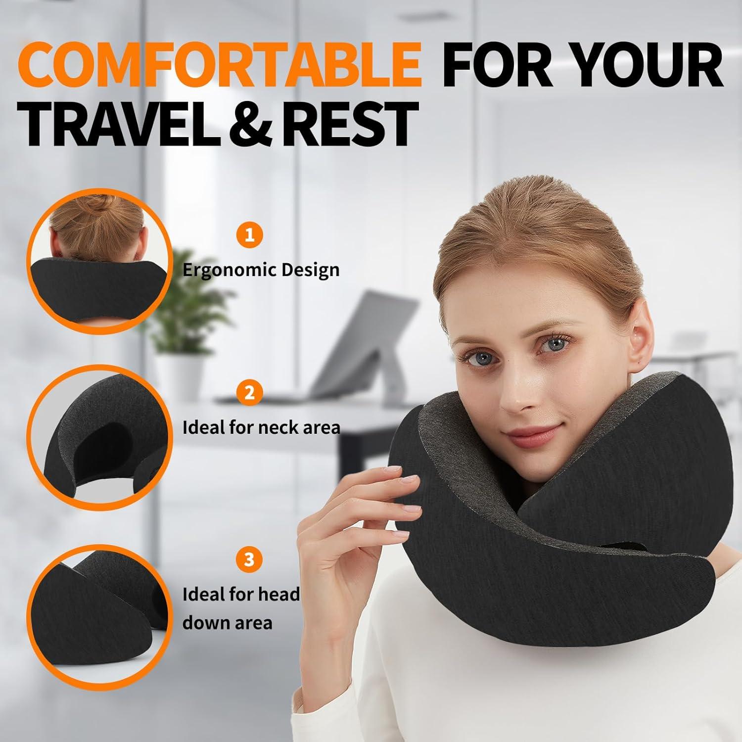 Almohada de Cuello de Viaje RKADIR Espuma Viscoelástica Negra