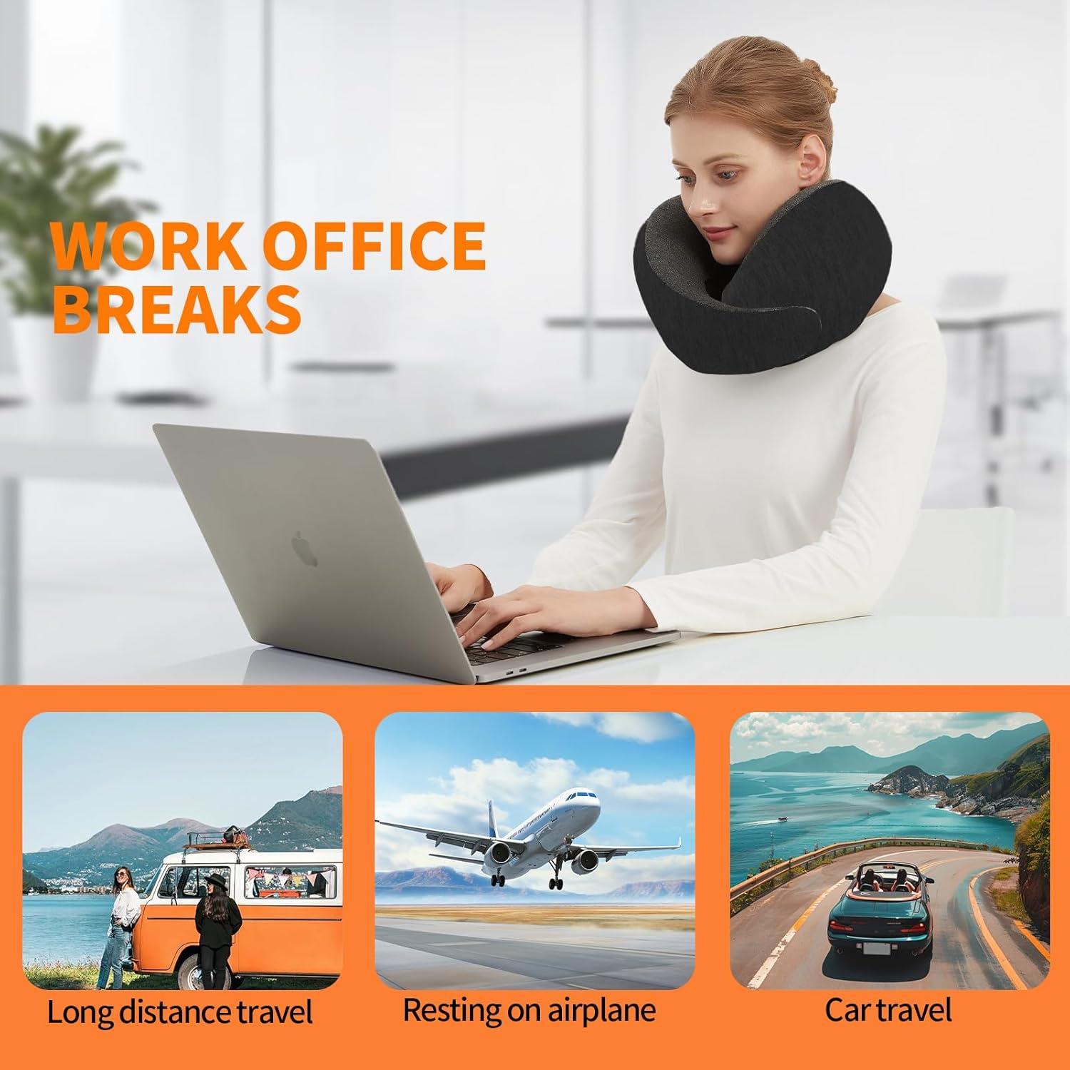 Almohada de Cuello de Viaje RKADIR Espuma Viscoelástica Negra