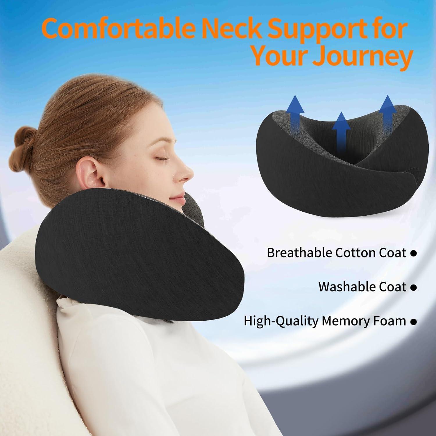 Almohada de Cuello de Viaje RKADIR Espuma Viscoelástica Negra