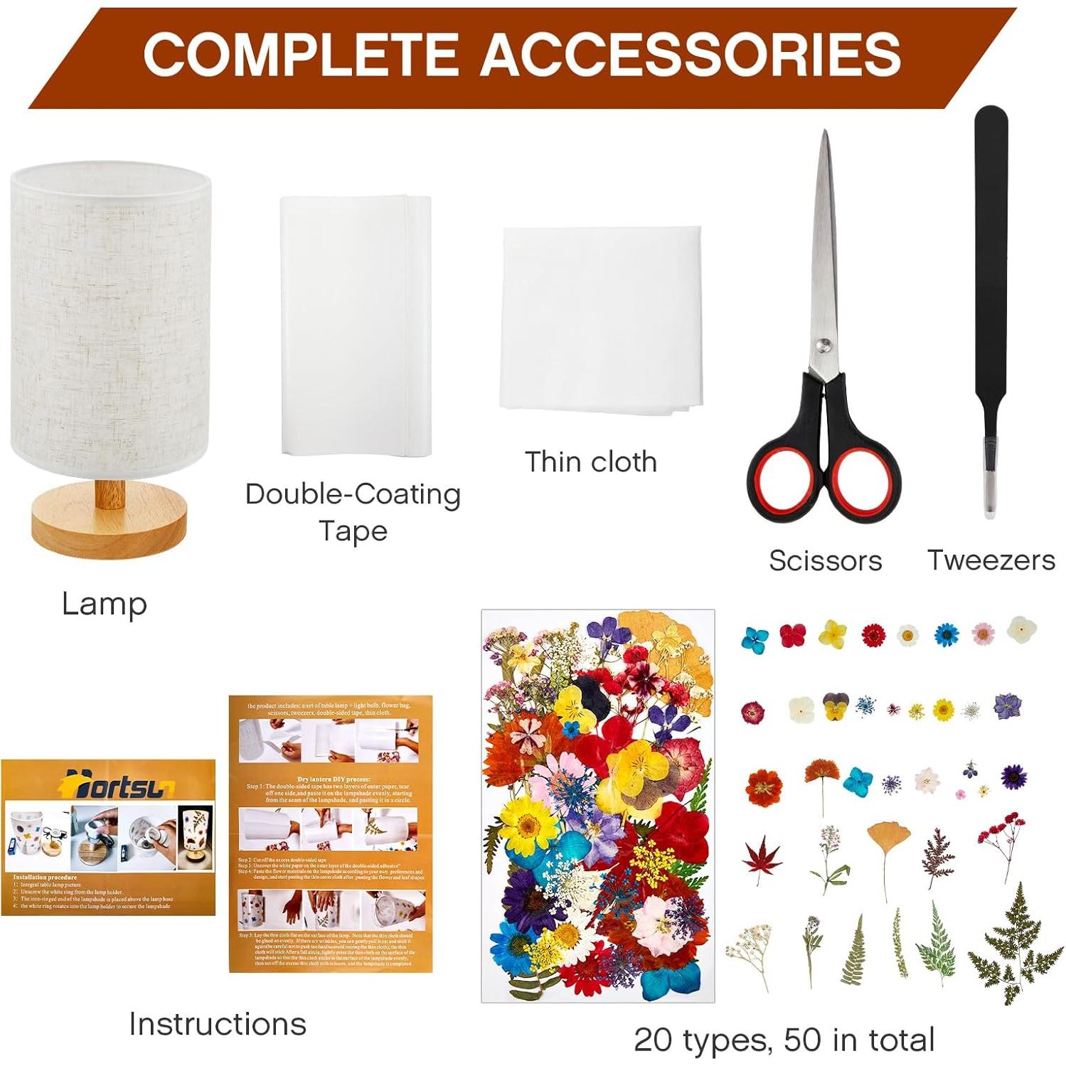 Lámpara de Mesa Vintage Hortsun con Flores Prensadas 21.3x15.2cm