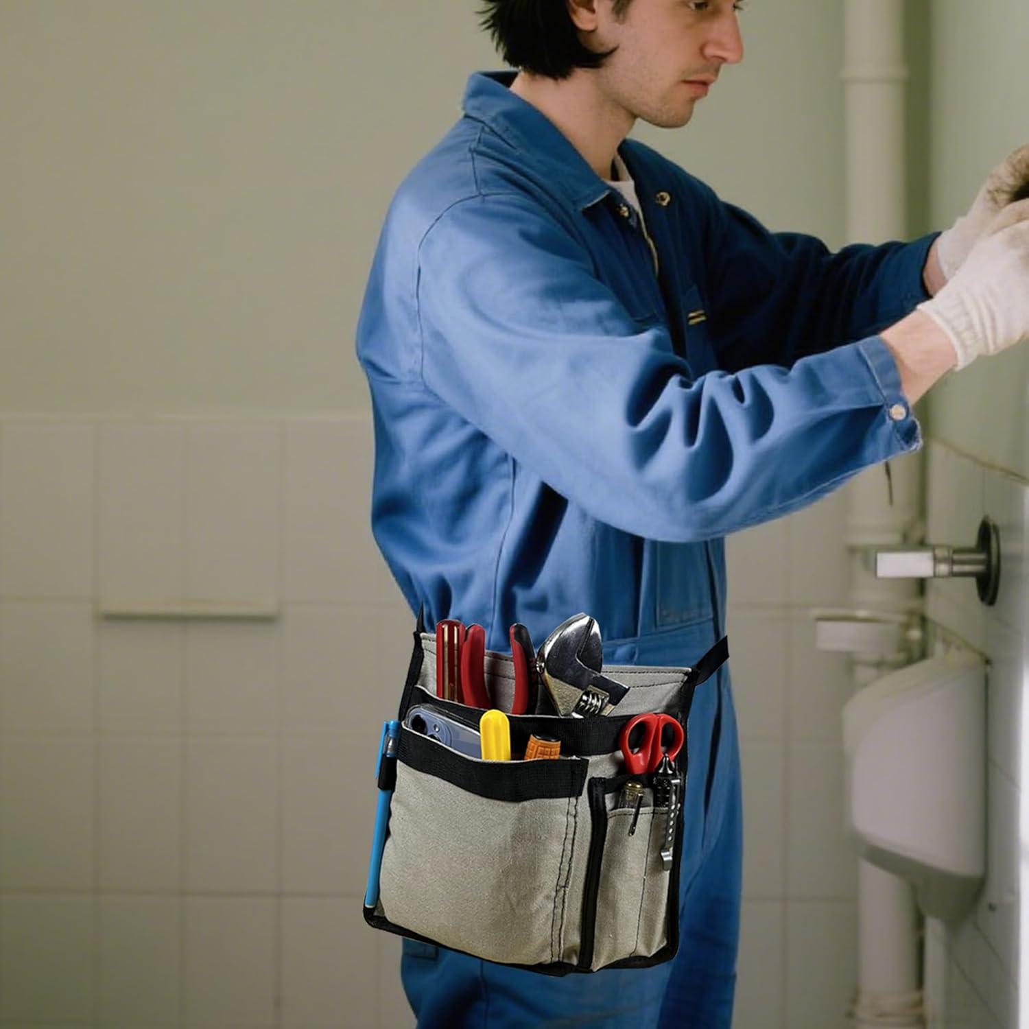 Bolsa de Cintura Utilitaria FAUDRECRO 5 Bolsillos Lona Gris Amarillo